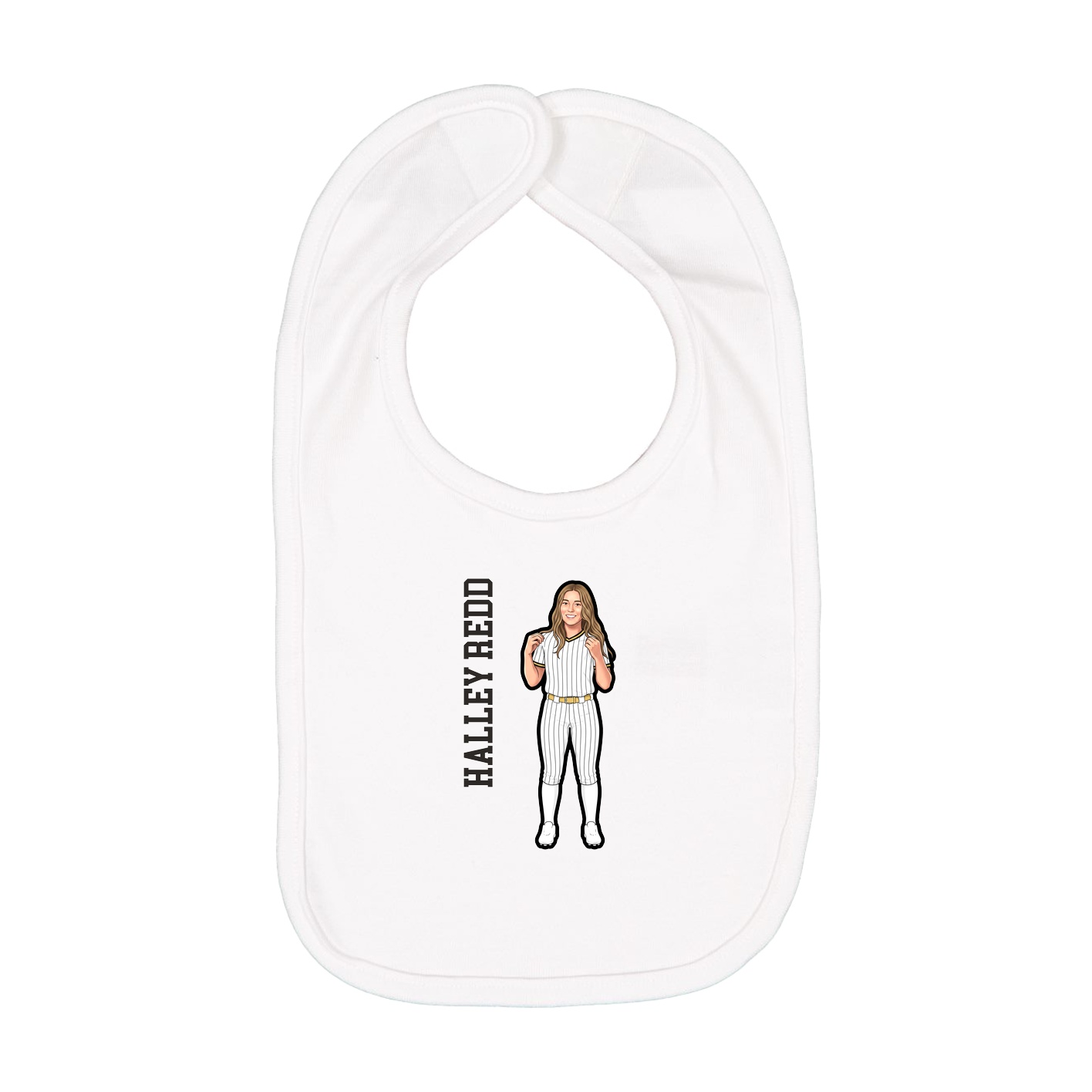 Infant Bib — Name Vertical in White