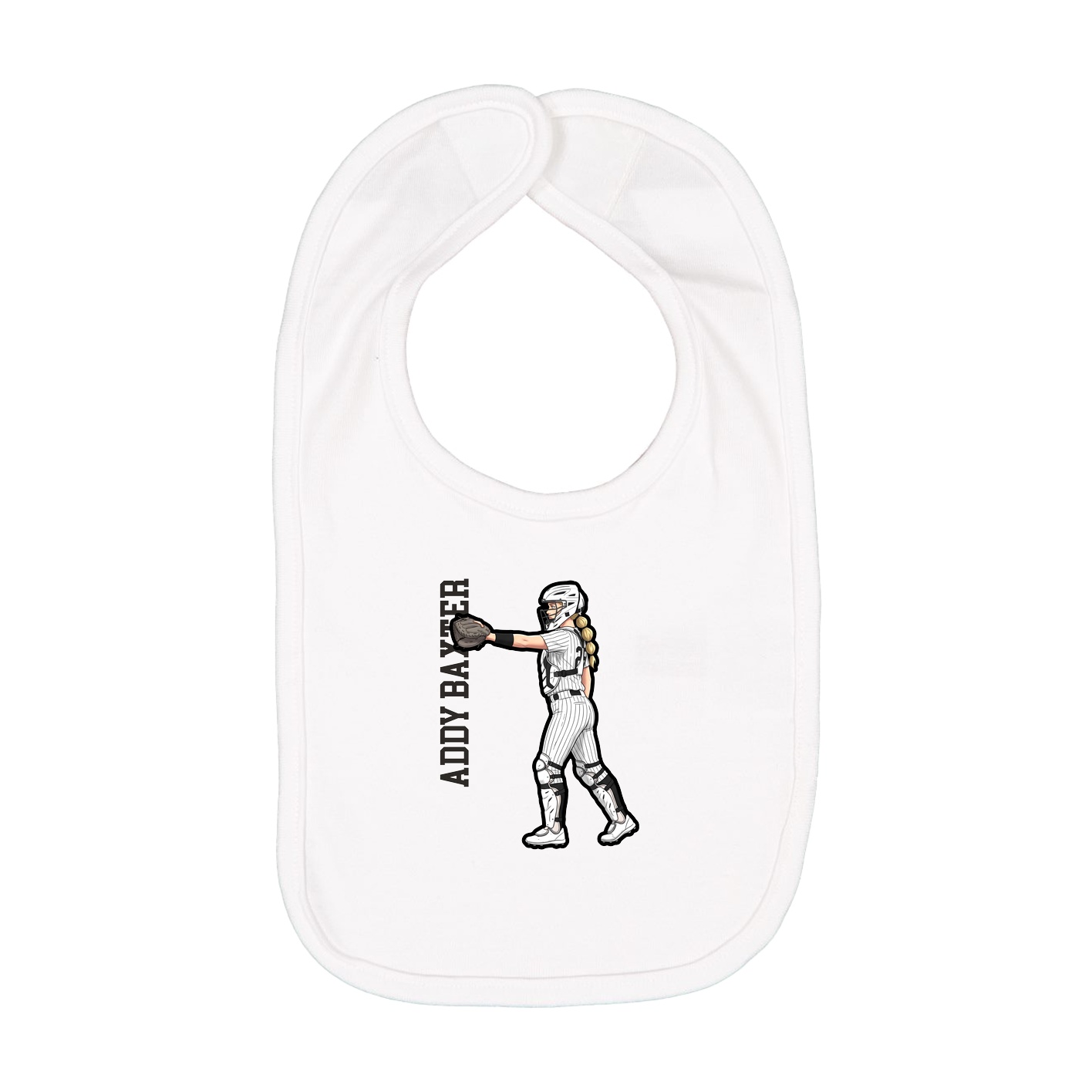 Infant Bib — Name Vertical in White