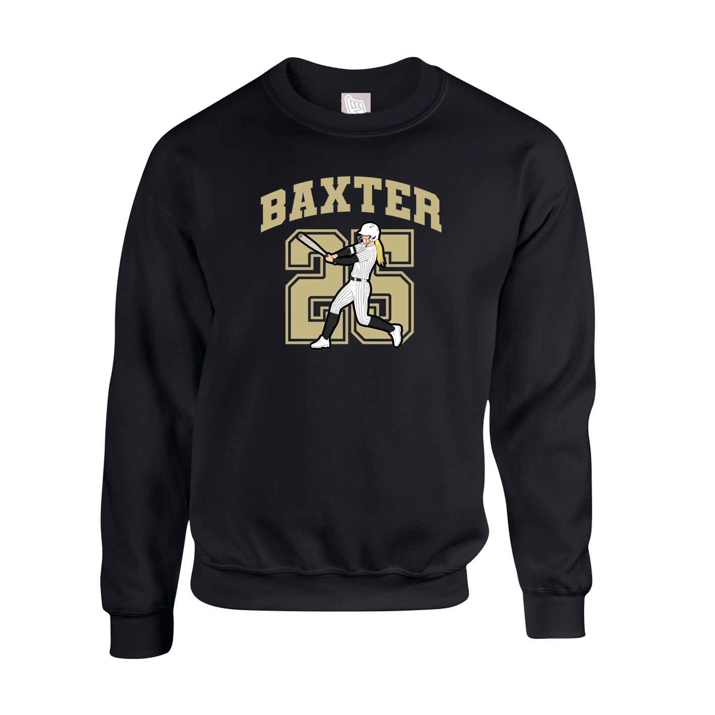 Fleece Crew — Number in Black