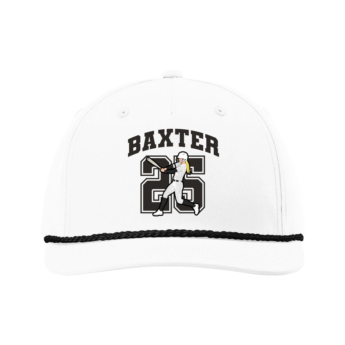 Five-Panel Classic Rope Cap — Number in White