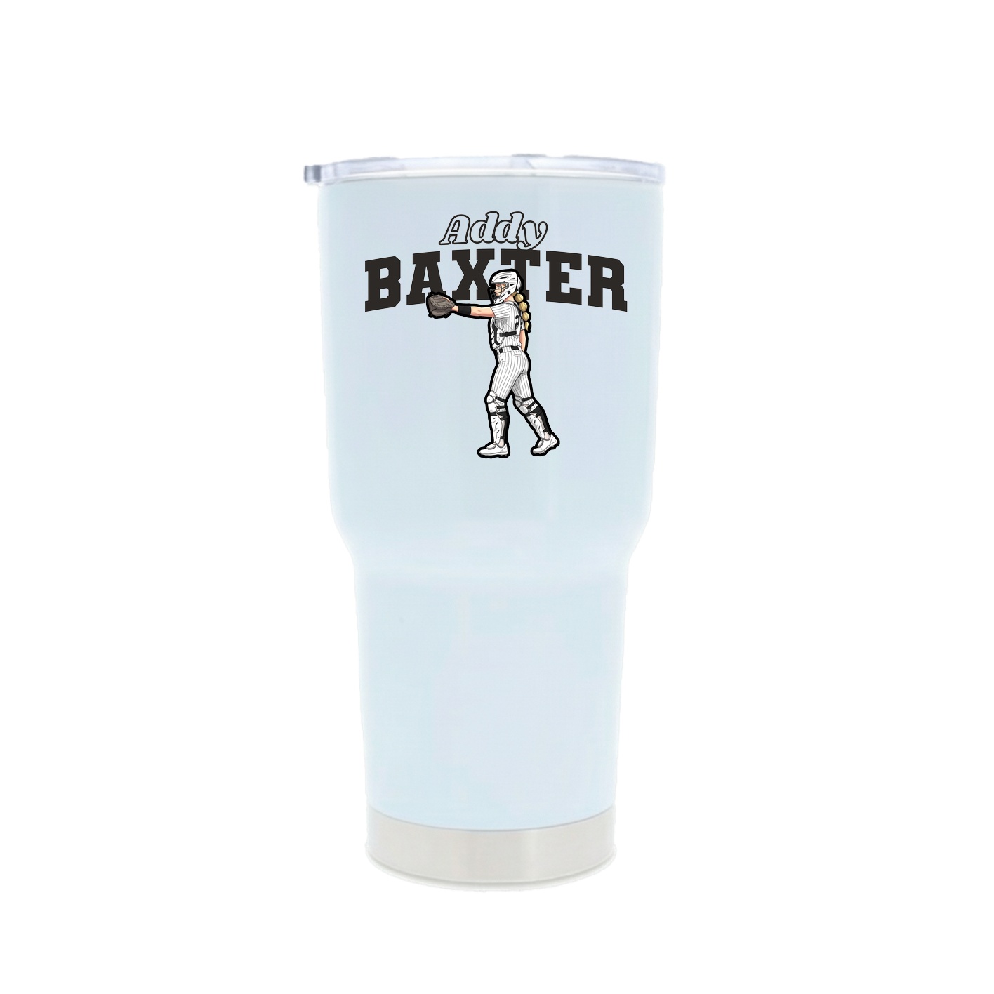 30oz Stainless Steel Tumbler — Name Arch in White