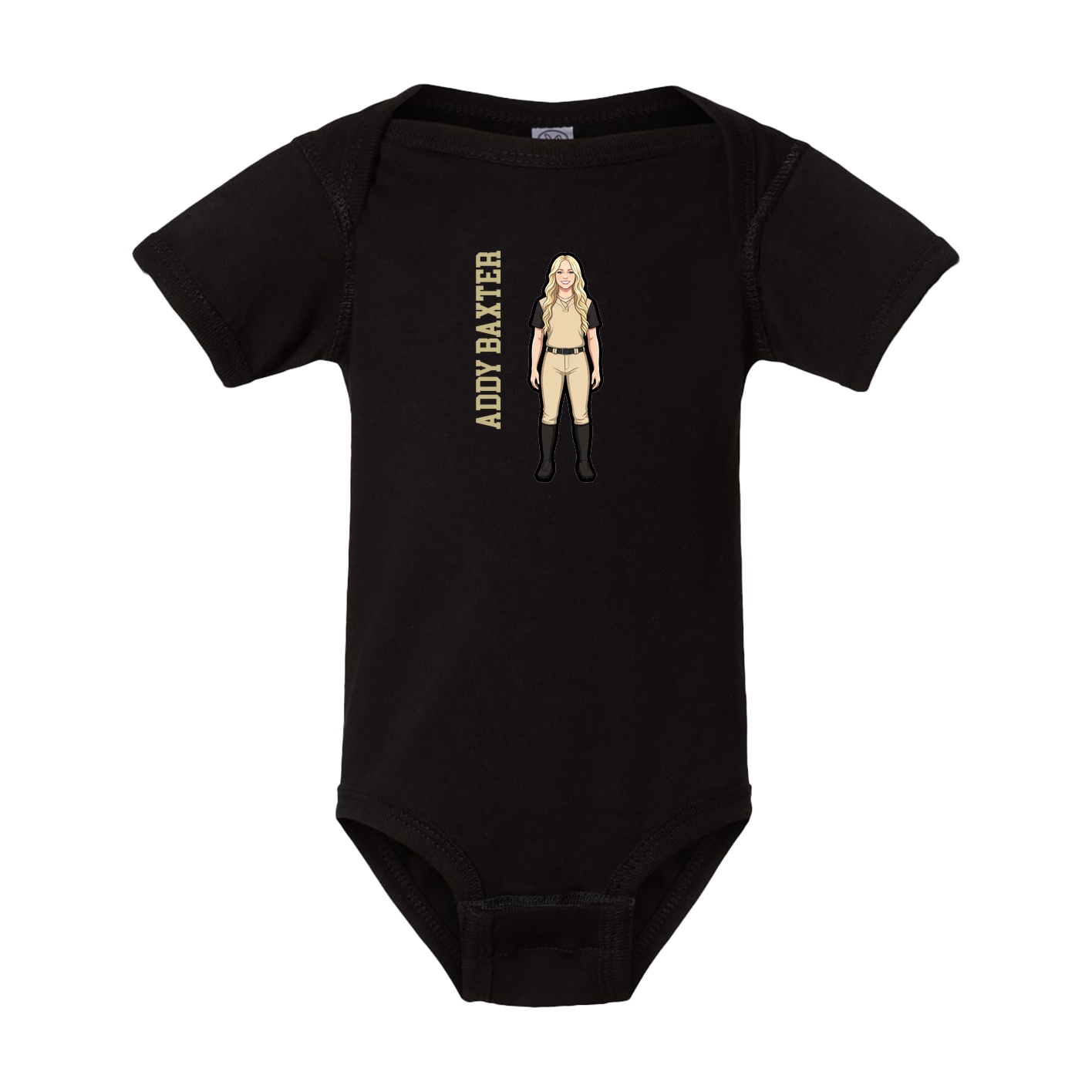 Baby Onesie — Name Vertical in Black