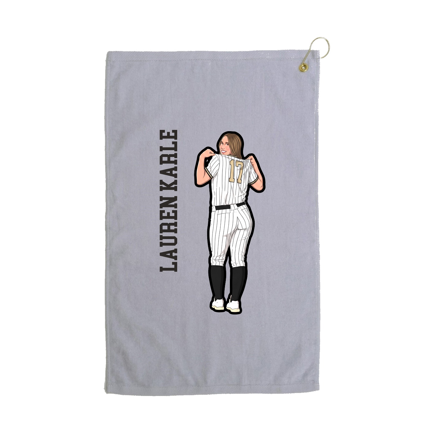 Golf Towel — Name Vertical in Grey