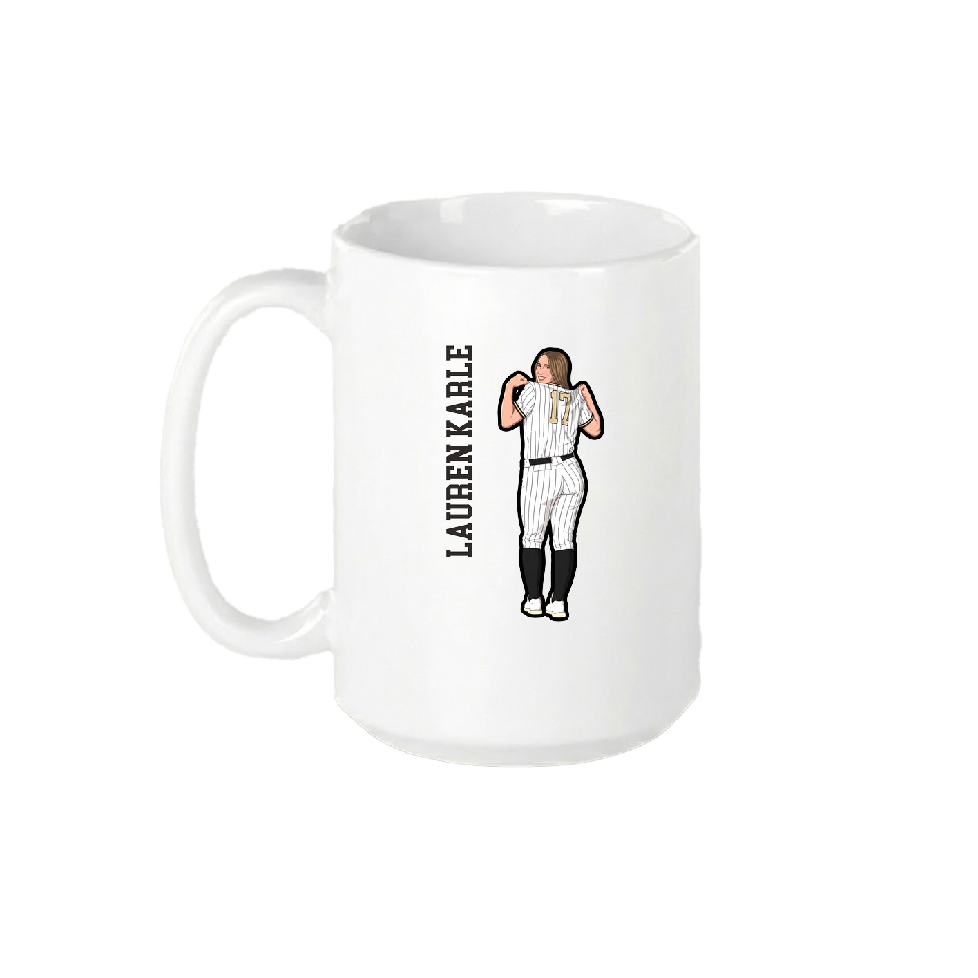 15oz Coffee Mug — Name Vertical in White
