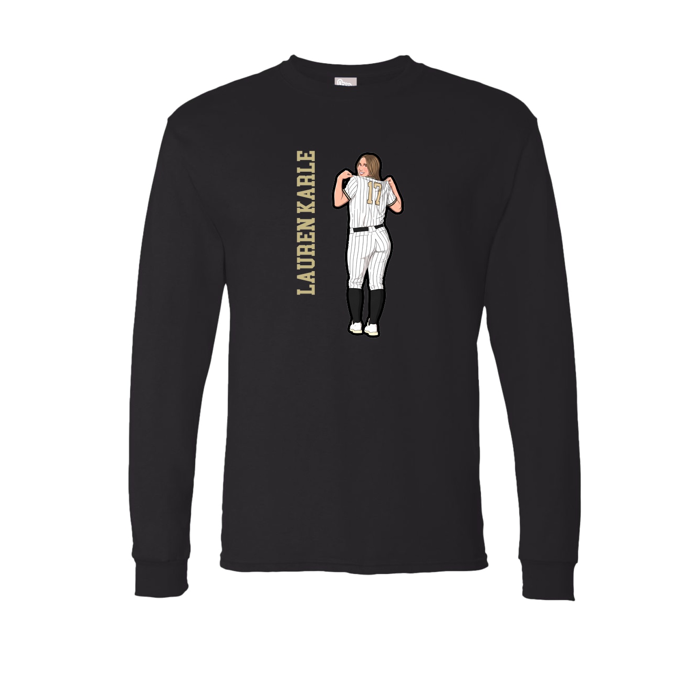 Long Sleeve Tee — Name Vertical in Black