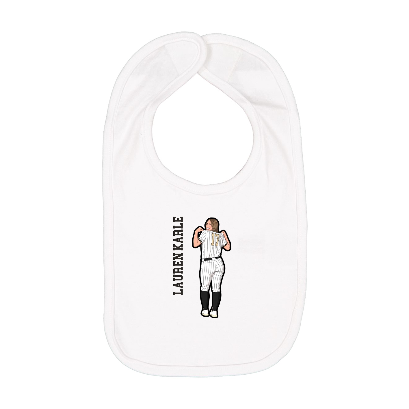 Infant Bib — Name Vertical in White