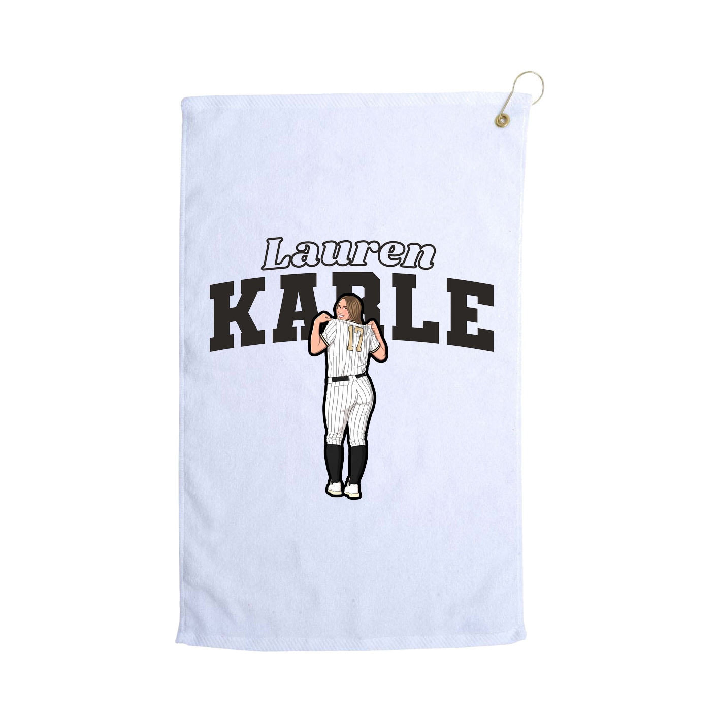 Golf Towel — Name Arch in White