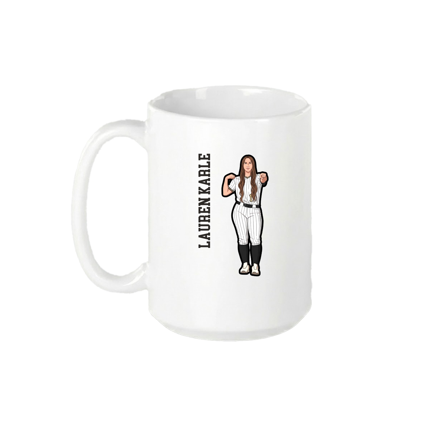 15oz Coffee Mug — Name Vertical in White