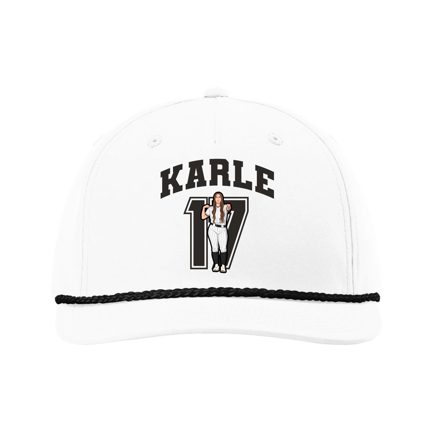 Five-Panel Classic Rope Cap — Number in White