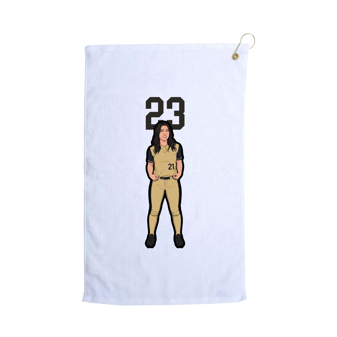 Golf Towel — Number Top in White
