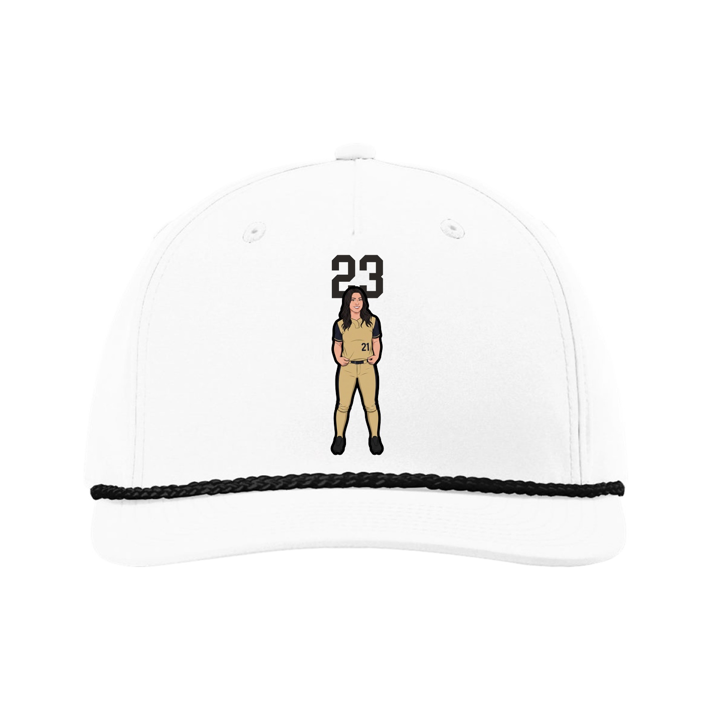 Five-Panel Classic Rope Cap — Number Top in White