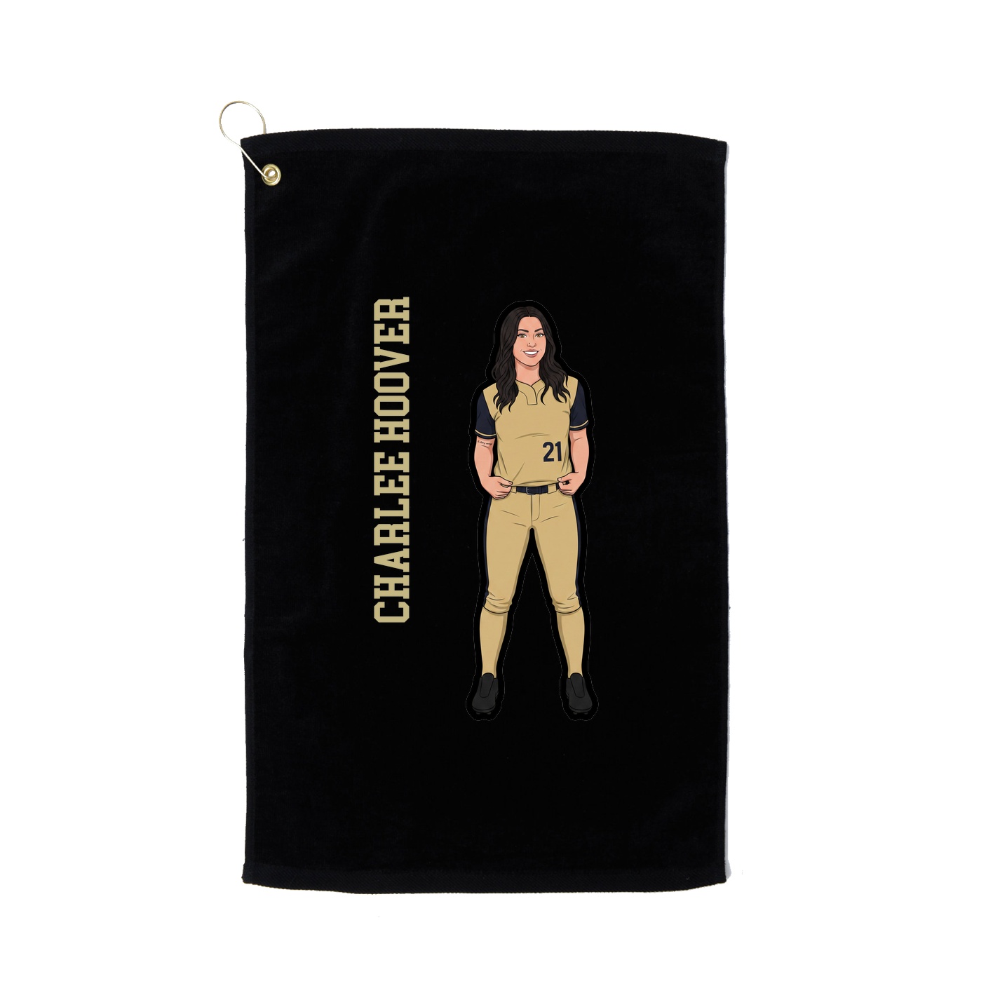 Golf Towel — Name Vertical in Black