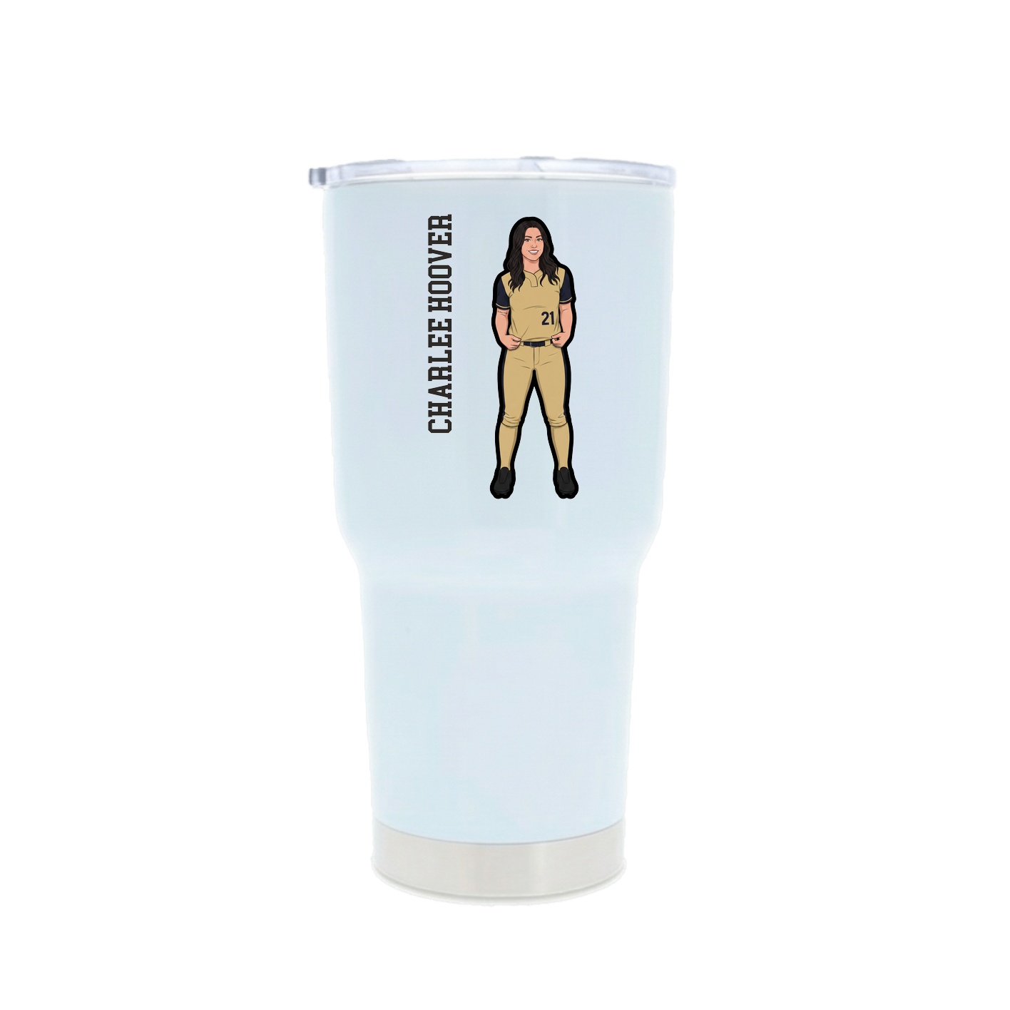 30oz Stainless Steel Tumbler — Name Vertical in White