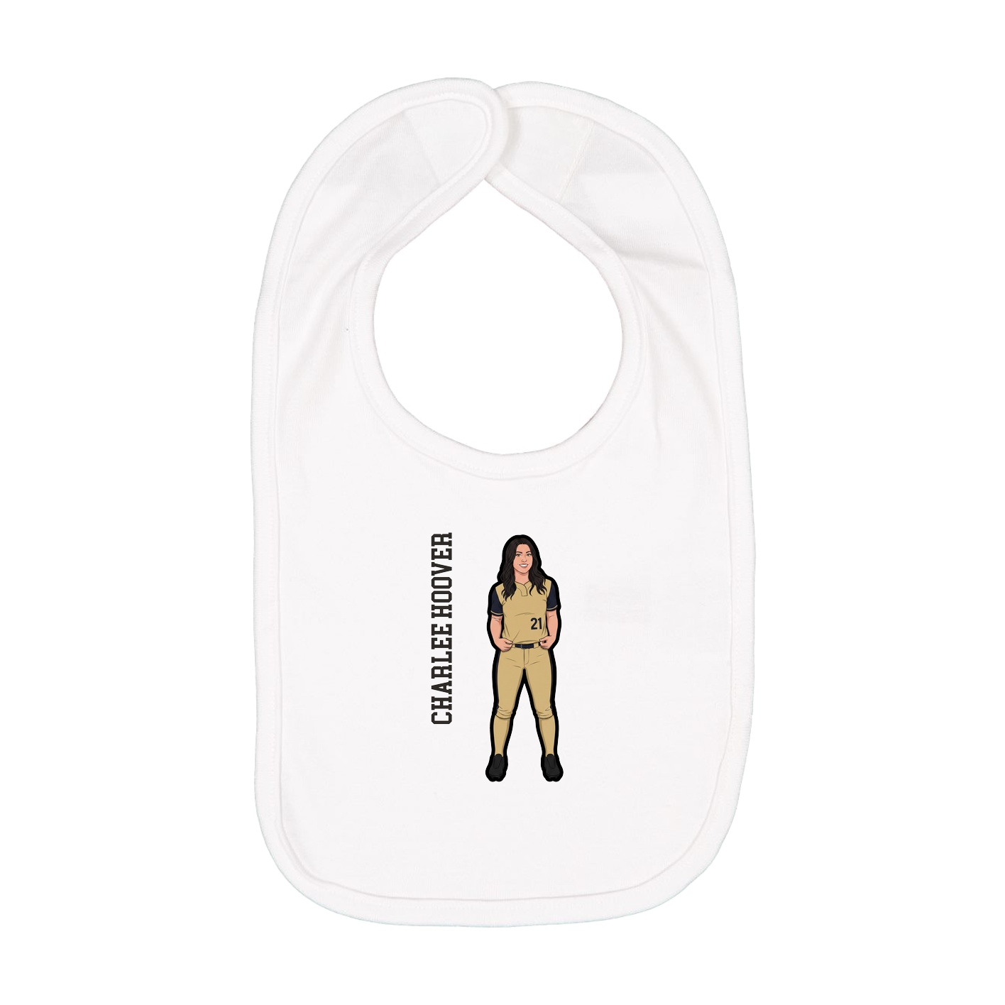 Infant Bib — Name Vertical in White