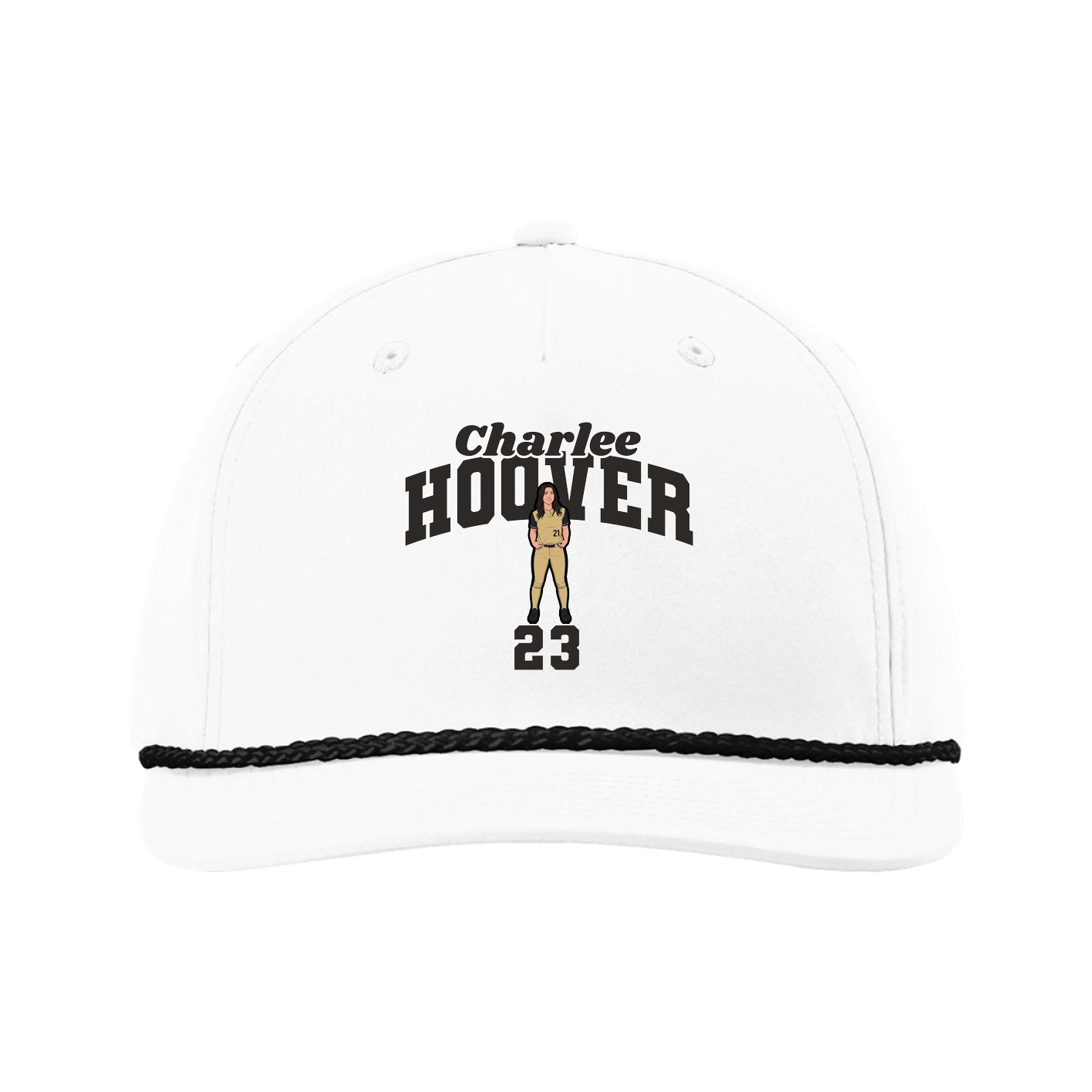 Five-Panel Classic Rope Cap — Signature Arch in White