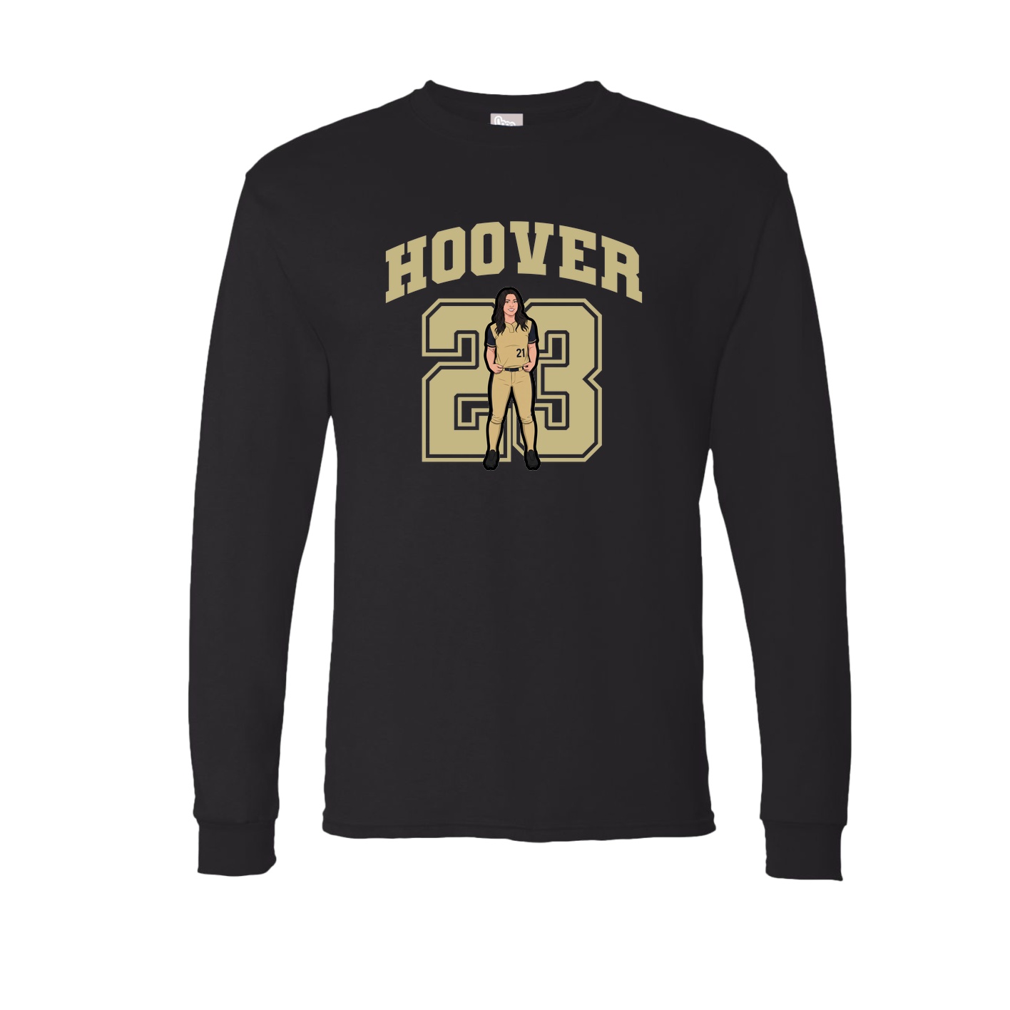 Long Sleeve Tee — Number in Black