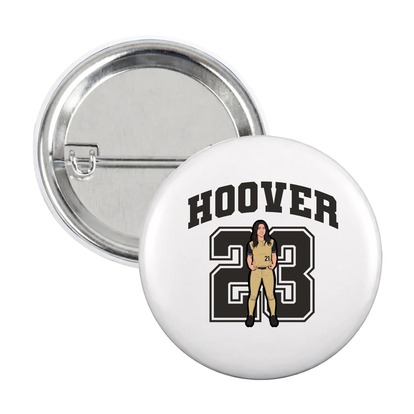 Game Day Button — Number in White