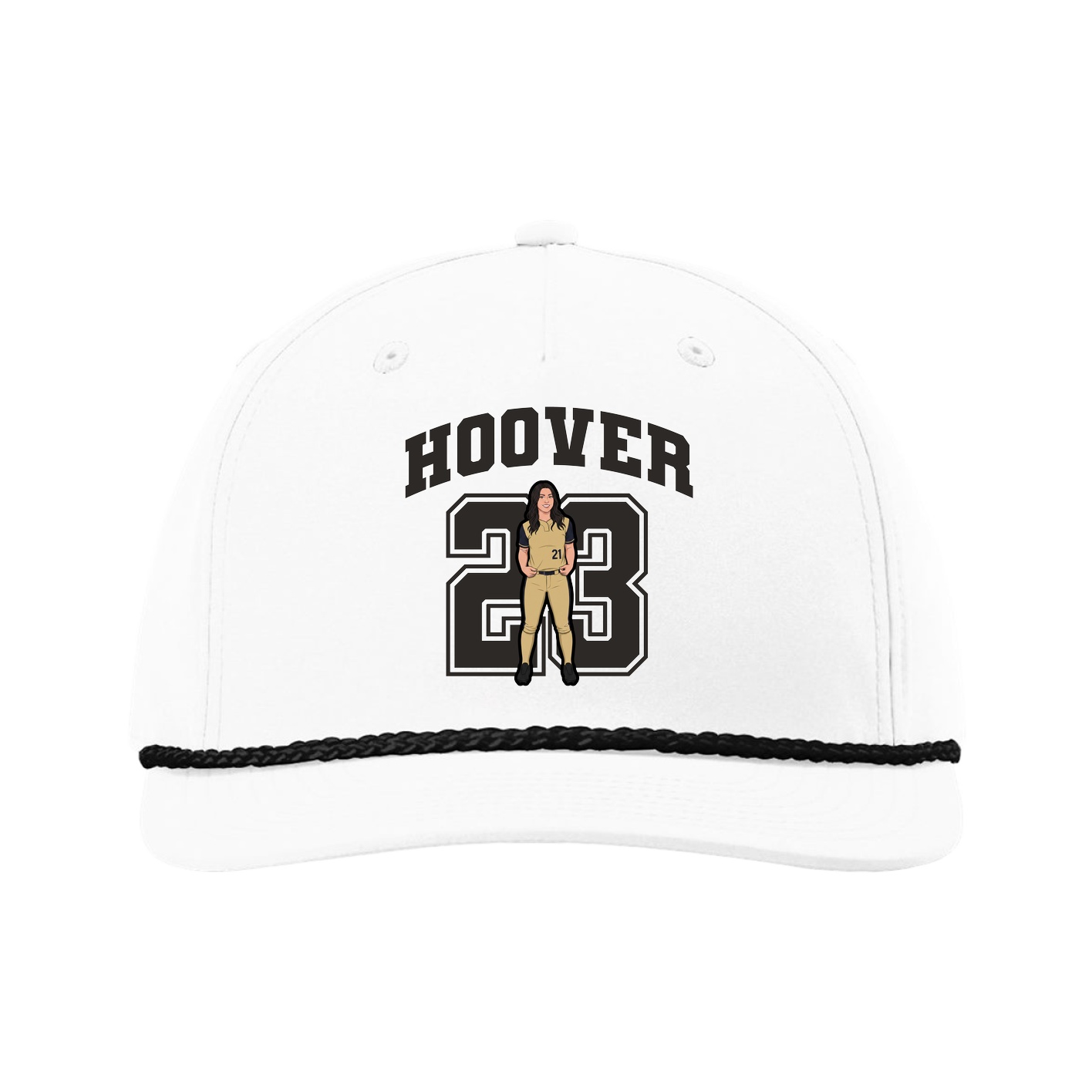 Five-Panel Classic Rope Cap — Number in White