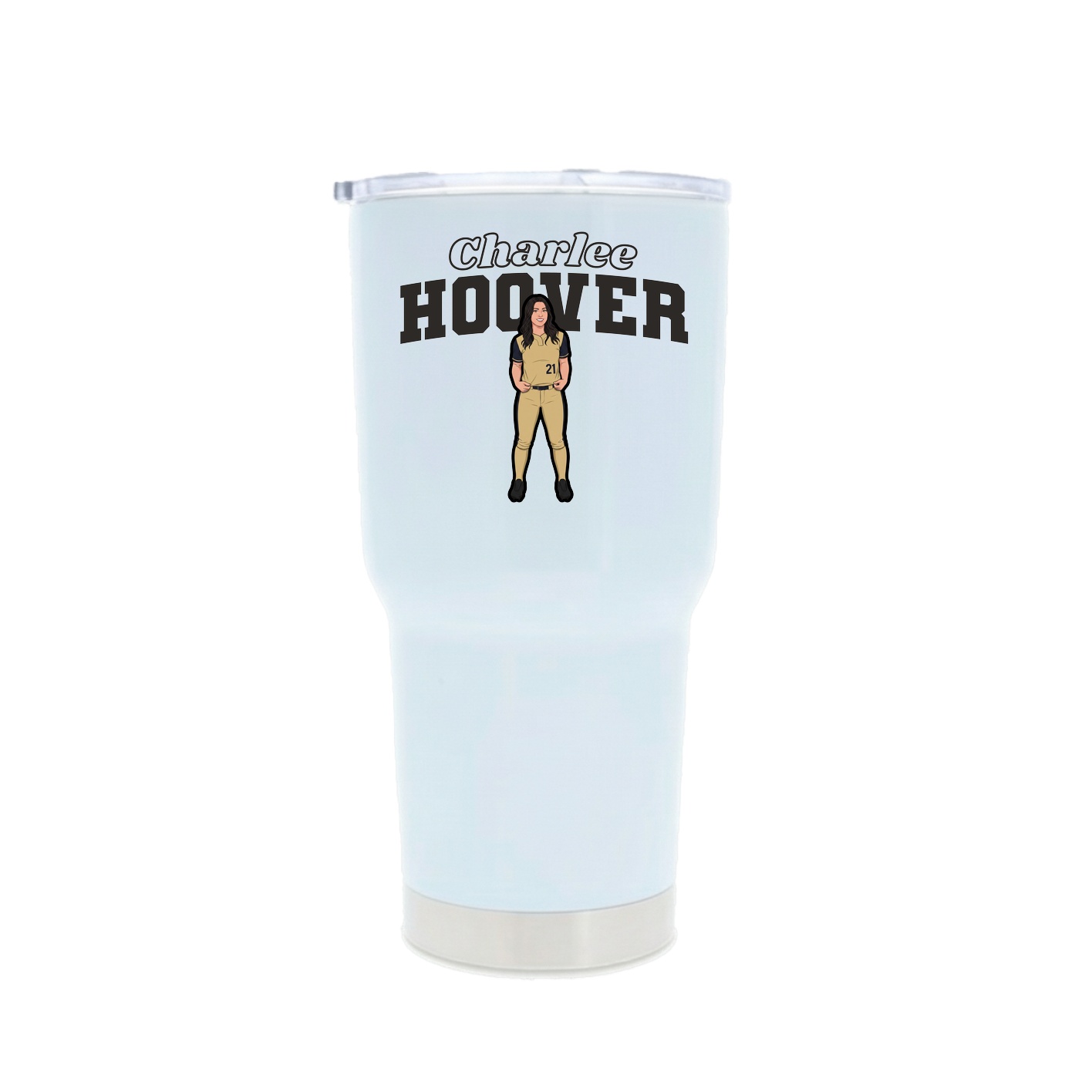 30oz Stainless Steel Tumbler — Name Arch in White