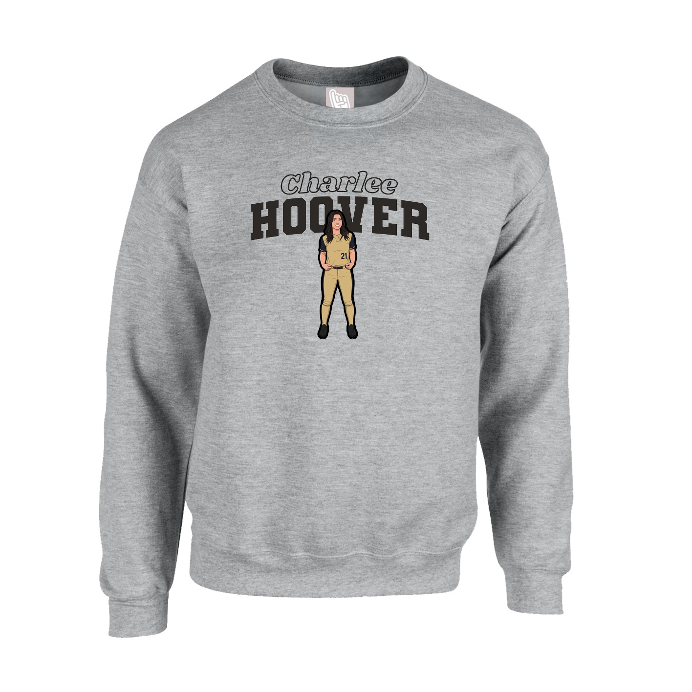 Fleece Crew — Name Arch in Grey