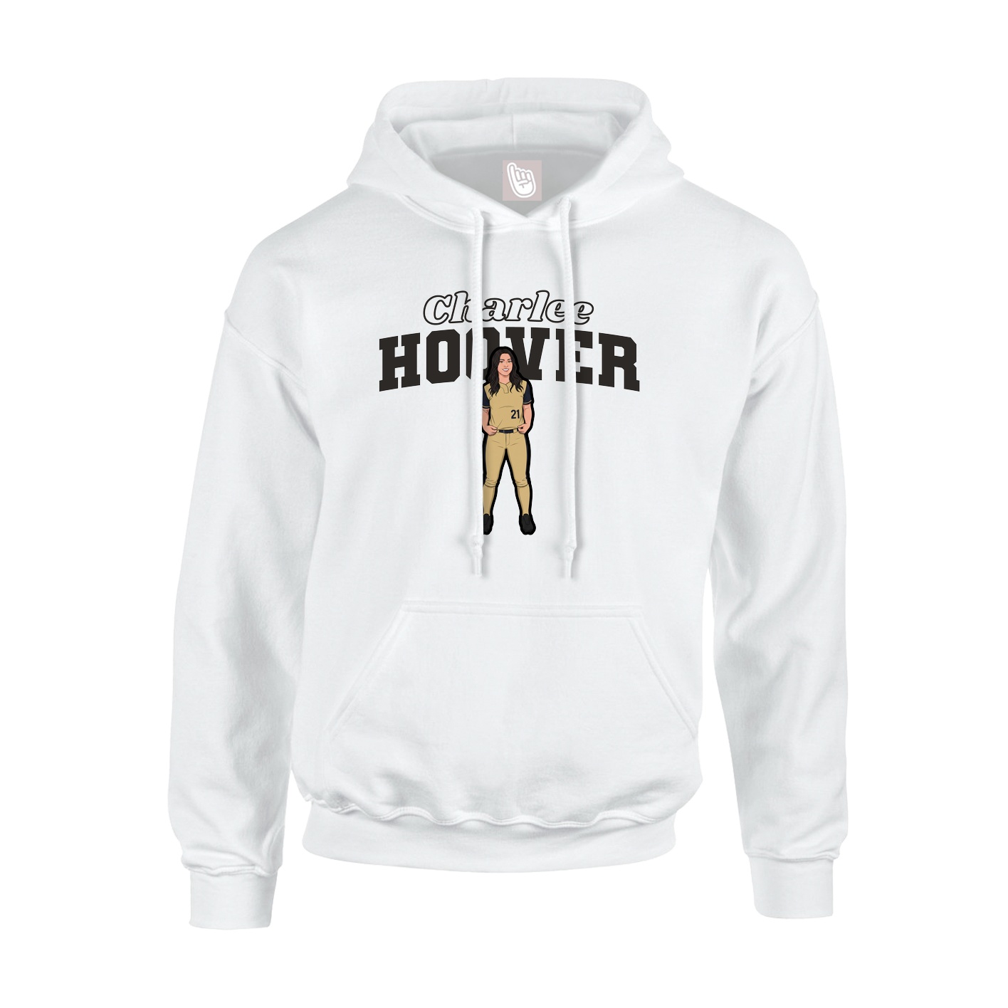 Youth Hoodie — Name Arch in White
