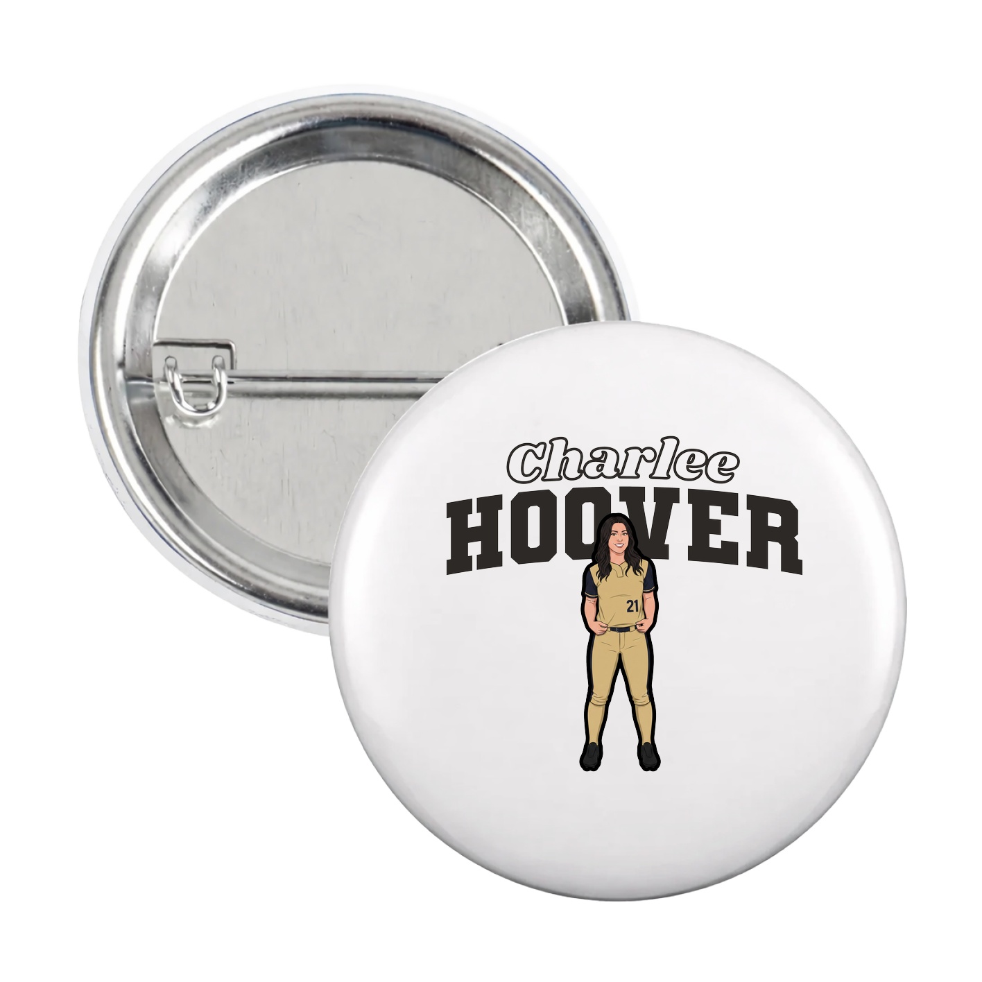 Game Day Button — Name Arch in White