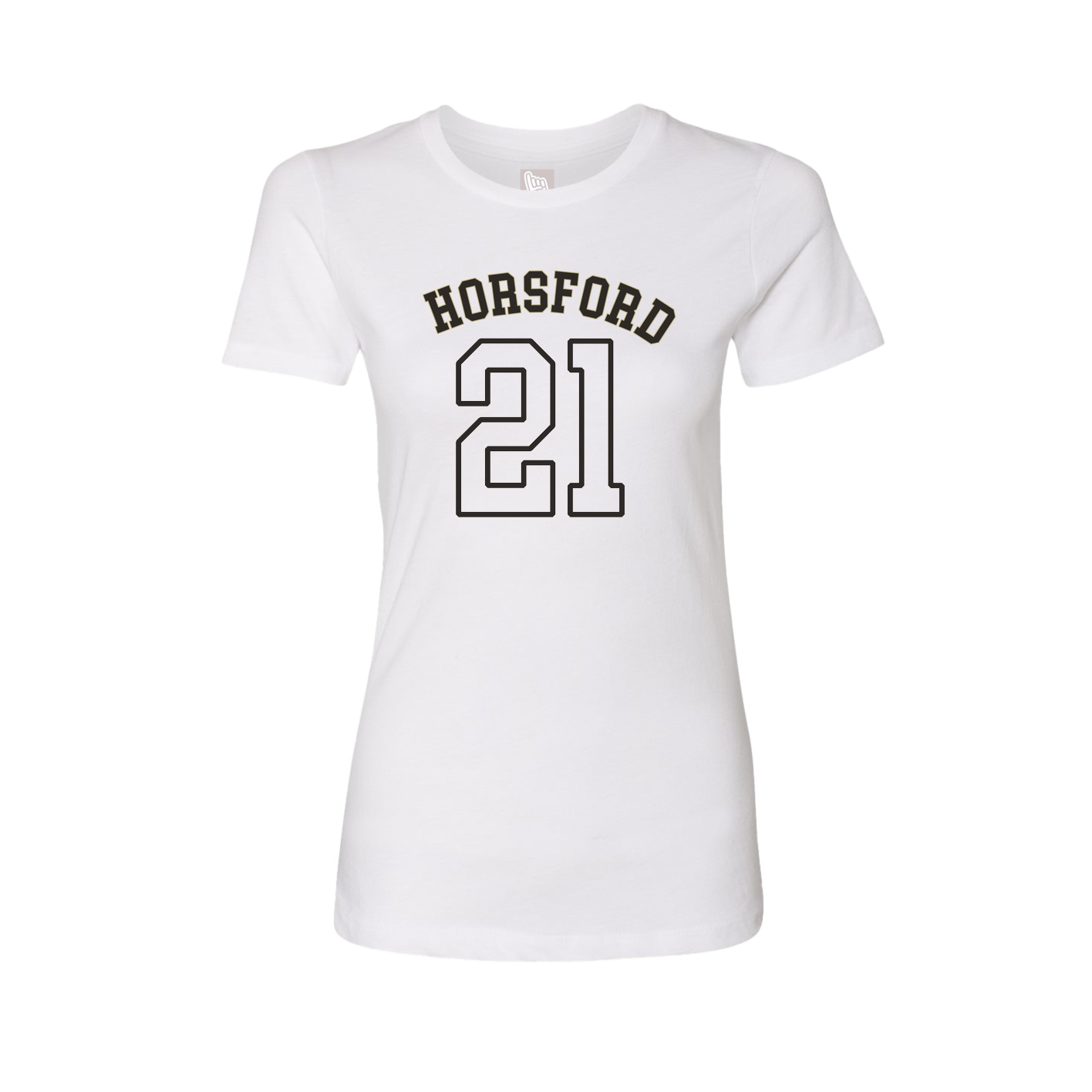 Fitted Women's Tee — Shirsey Arch in White
