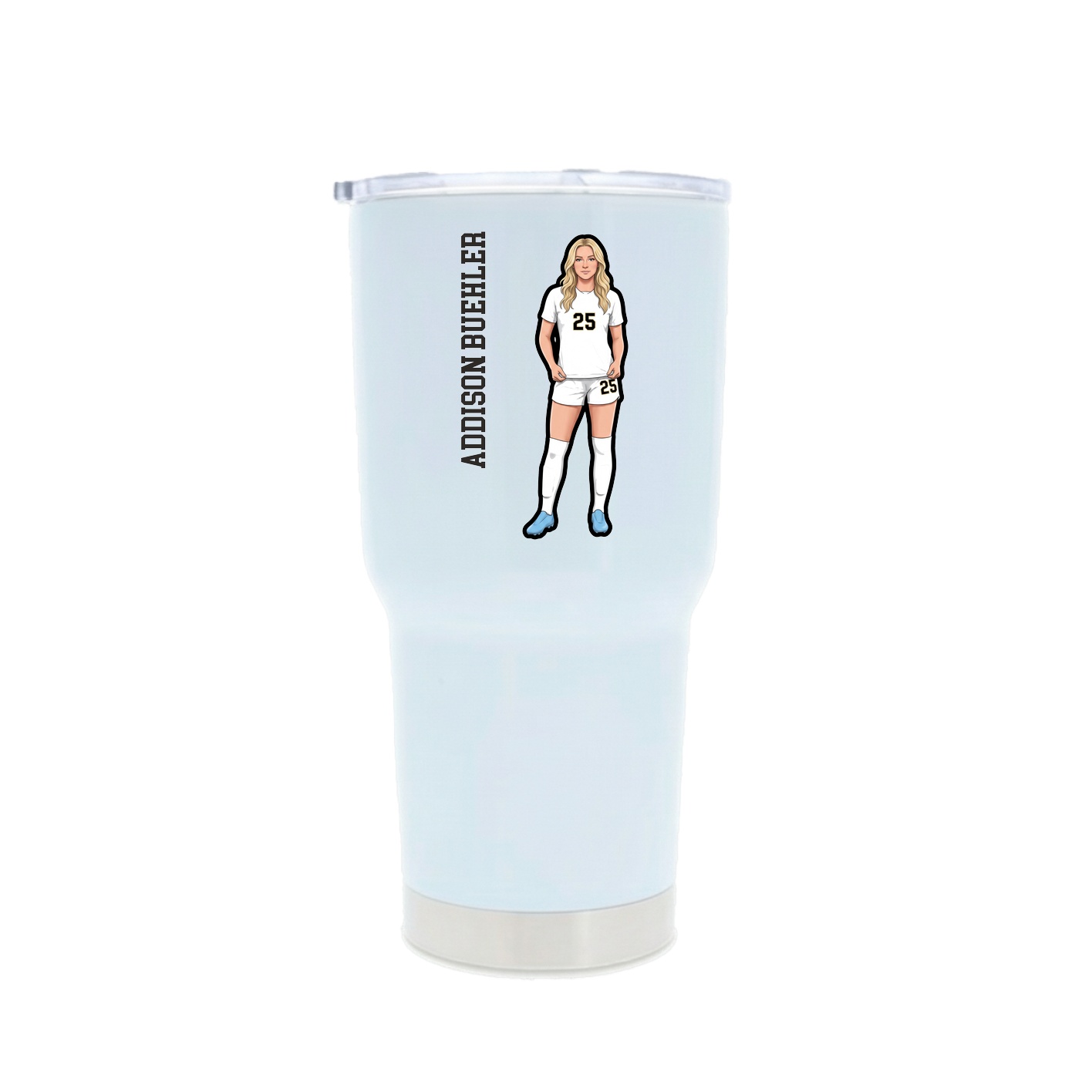 30oz Stainless Steel Tumbler — Name Vertical in White