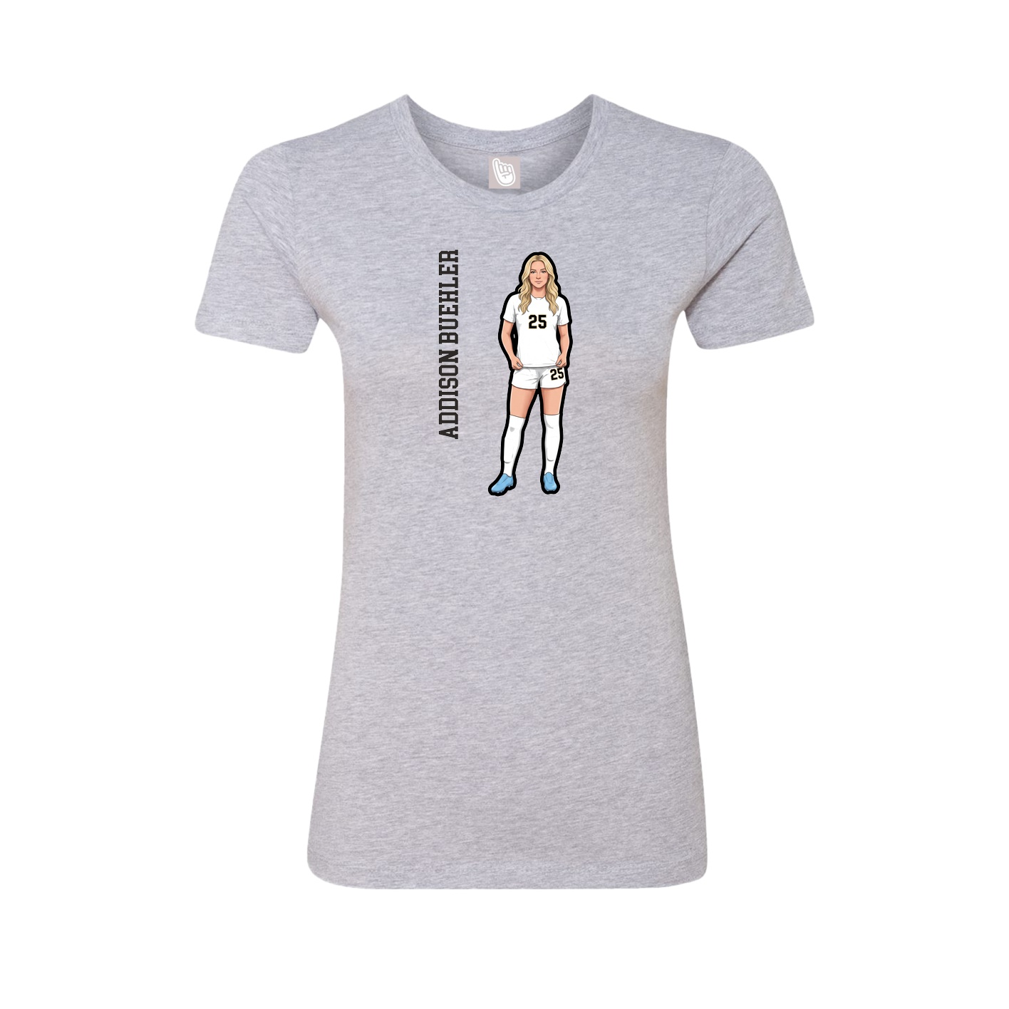 Fitted Women's Tee — Name Vertical in Grey