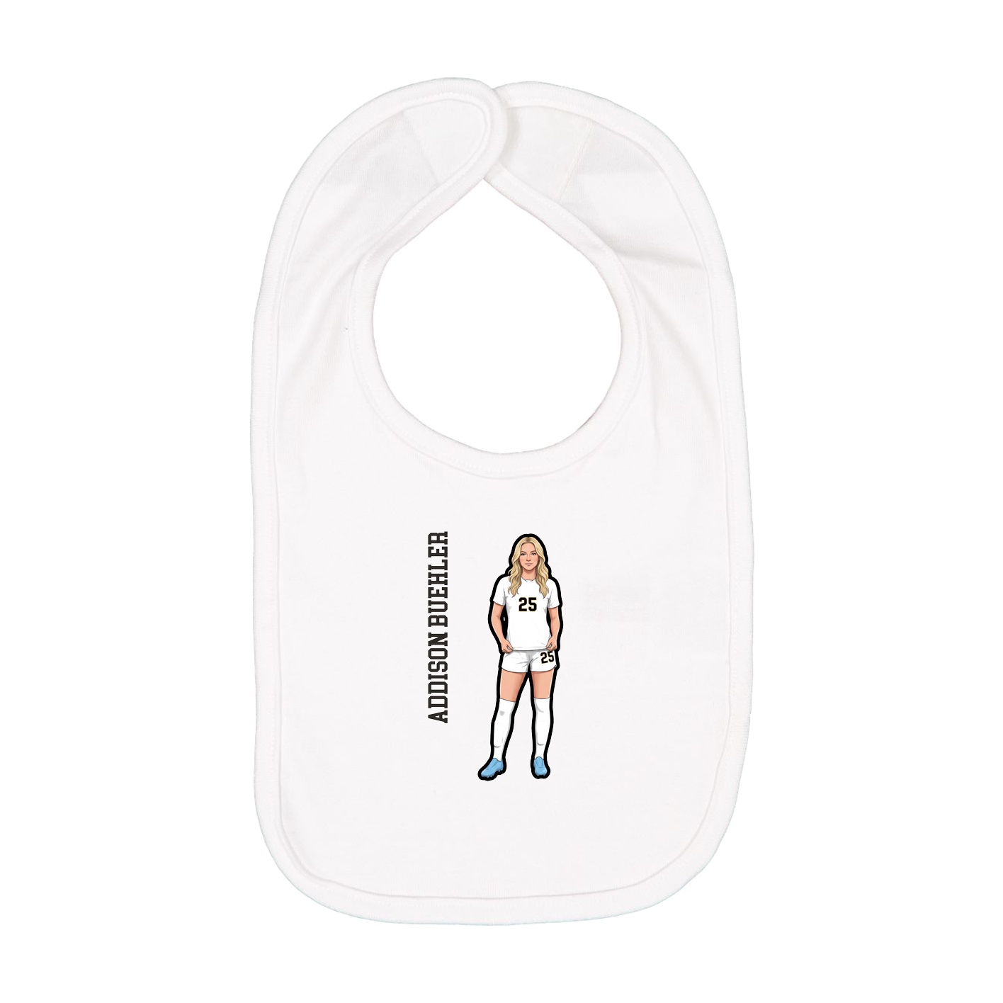 Infant Bib — Name Vertical in White