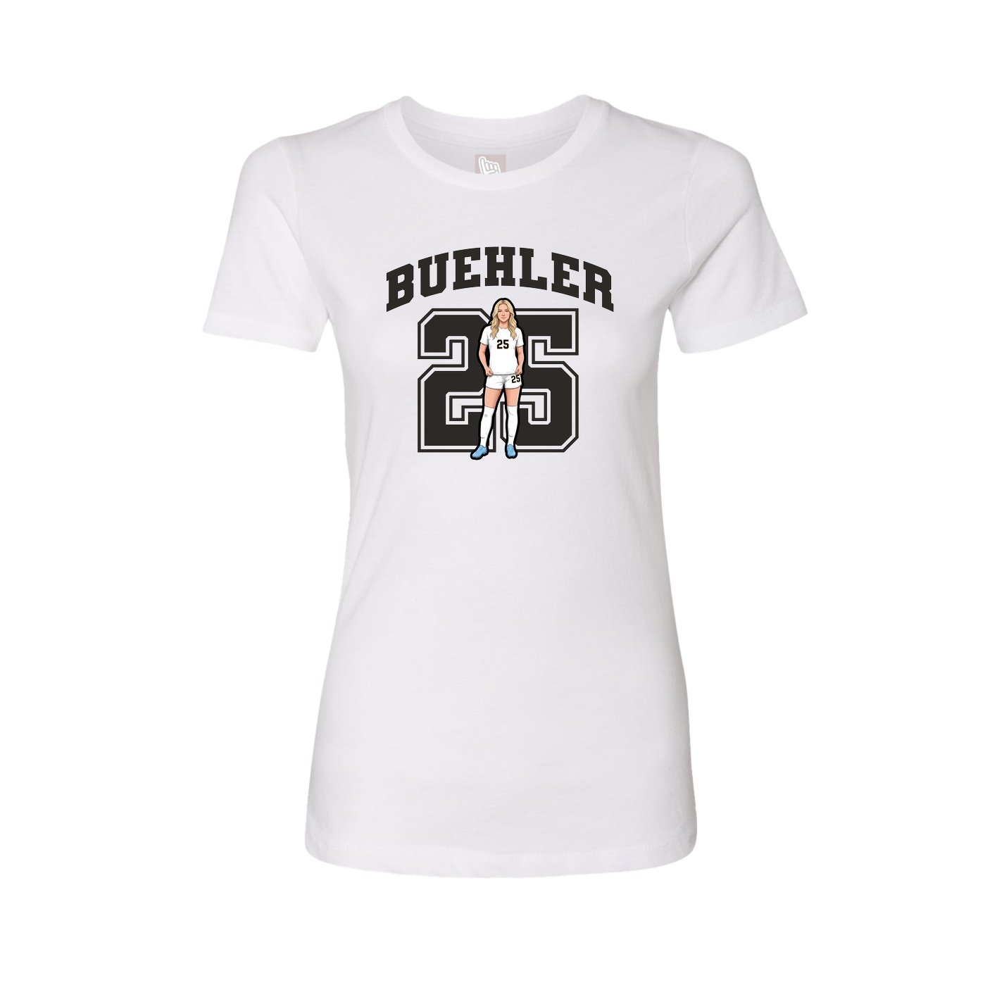 Fitted Women's Tee — Number in White