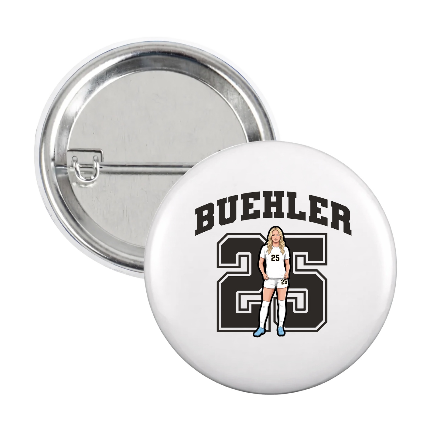 Game Day Button — Number in White