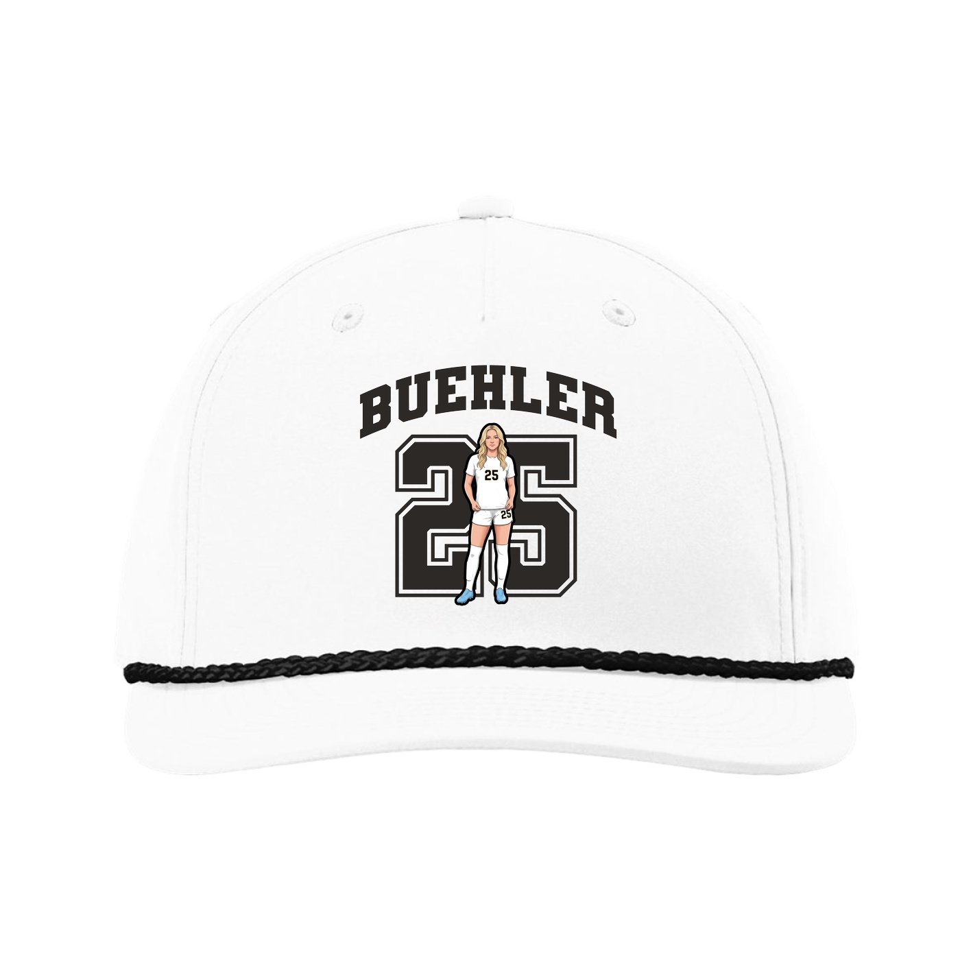 Five-Panel Classic Rope Cap — Number in White