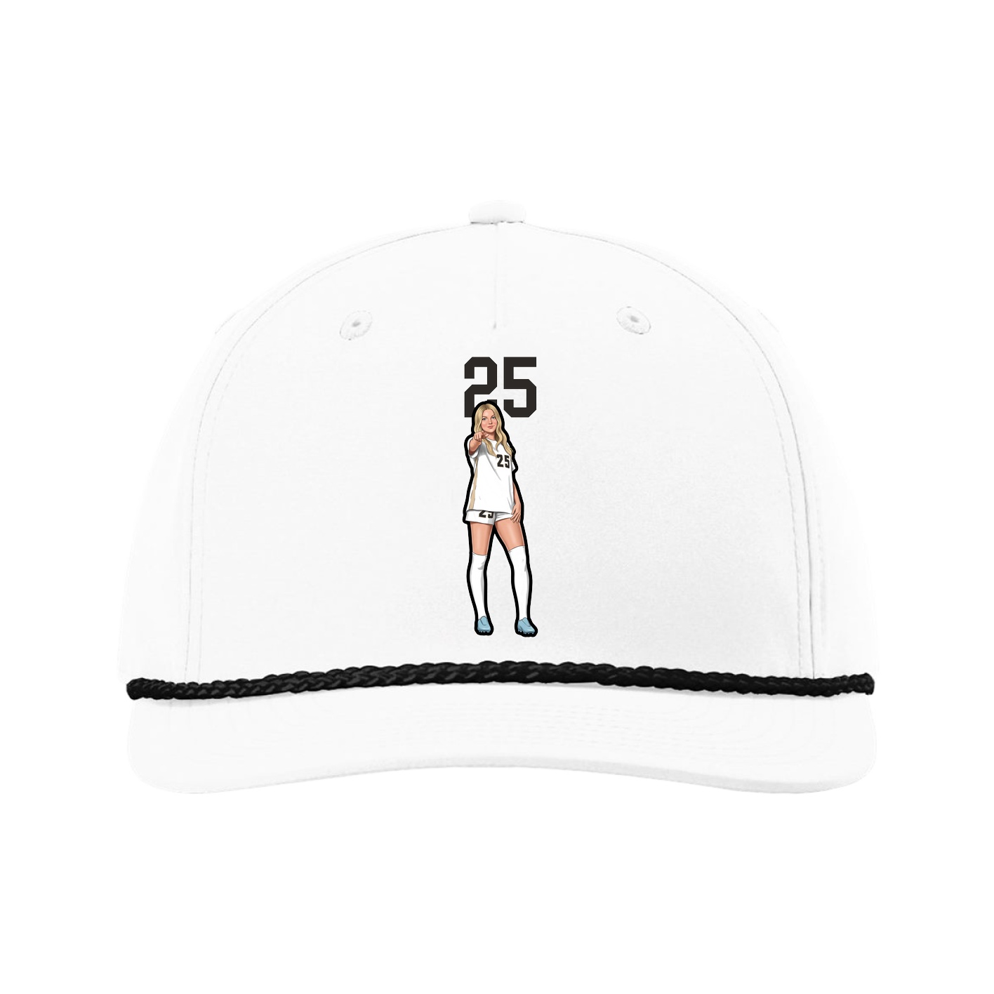 Five-Panel Classic Rope Cap — Number Top in White