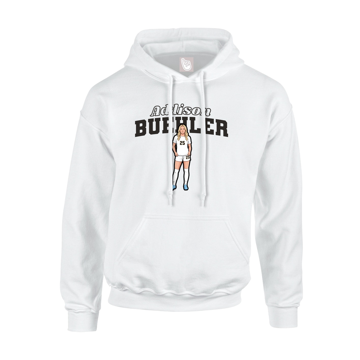 Youth Hoodie — Name Arch in White