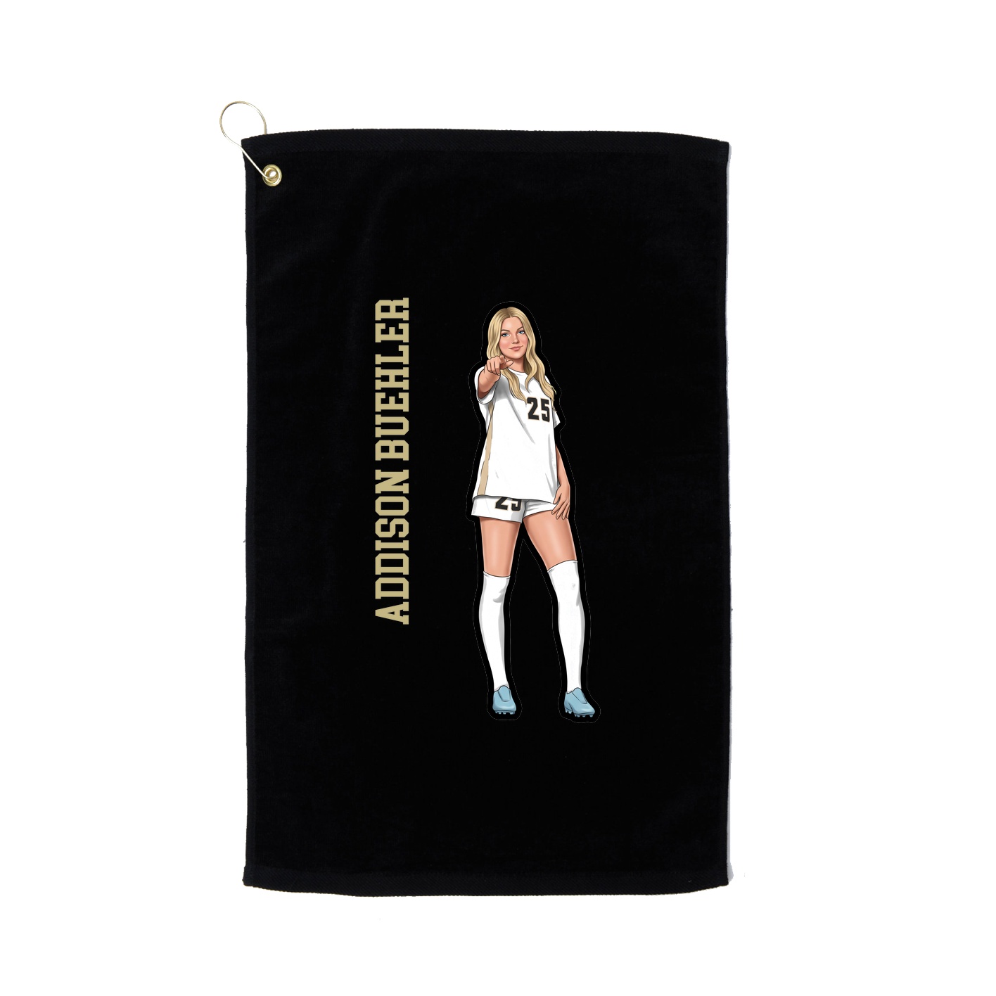 Golf Towel — Name Vertical in Black