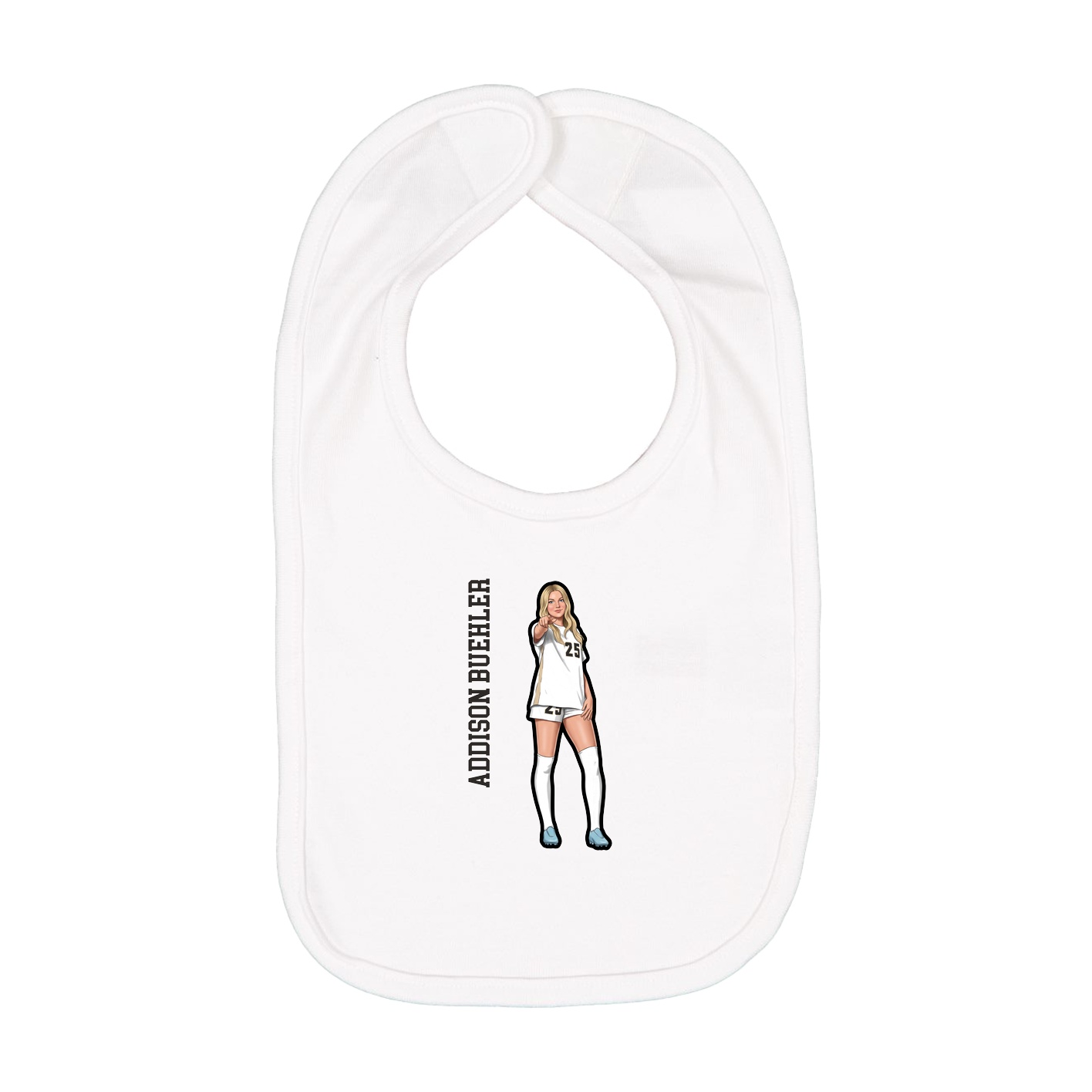 Infant Bib — Name Vertical in White