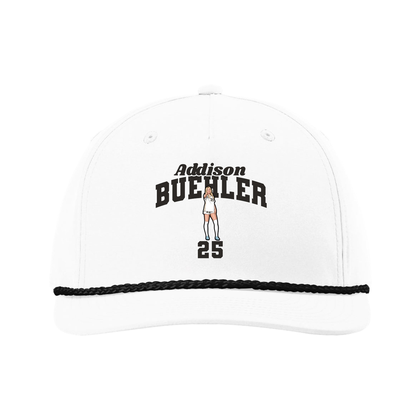 Five-Panel Classic Rope Cap — Signature Arch in White