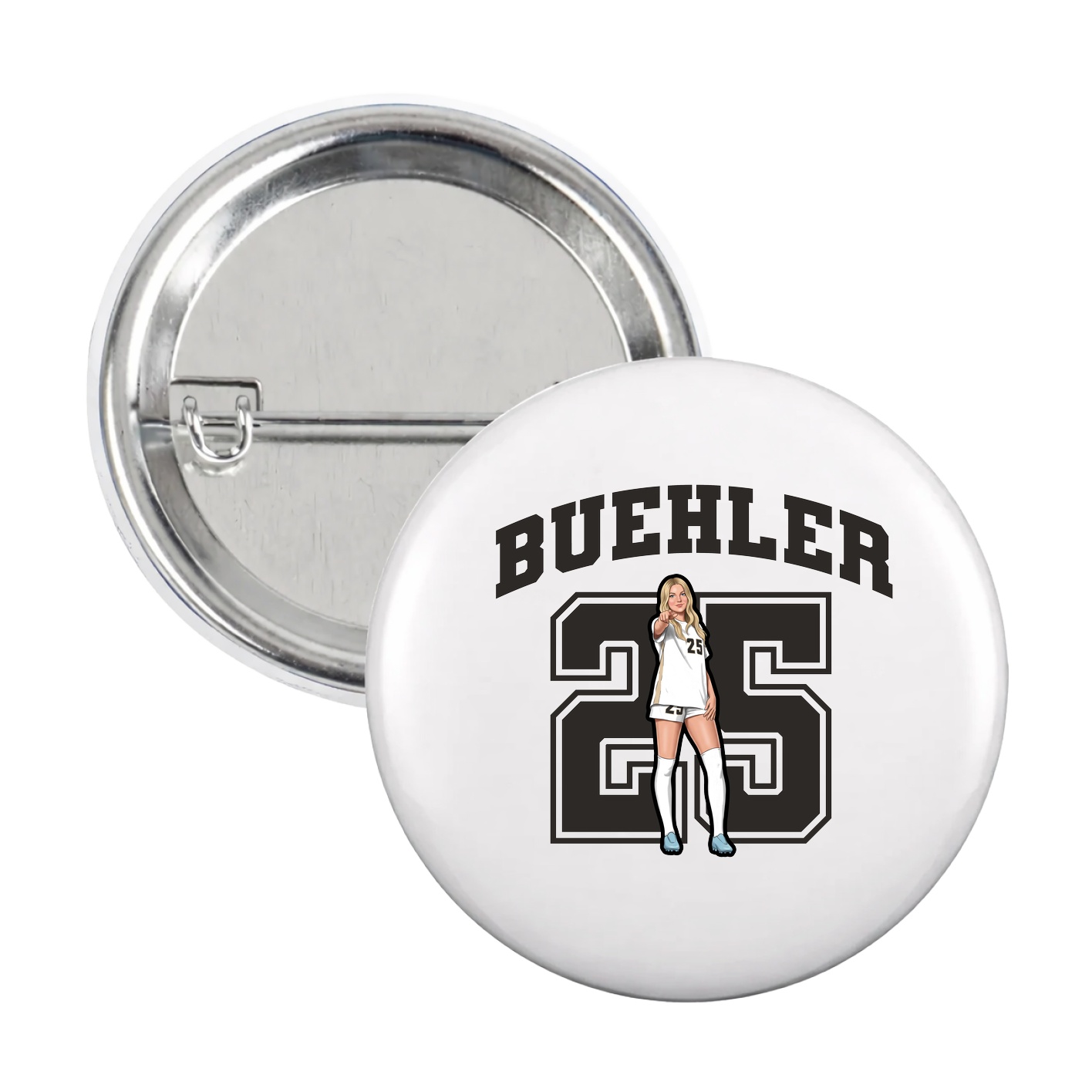 Game Day Button — Number in White