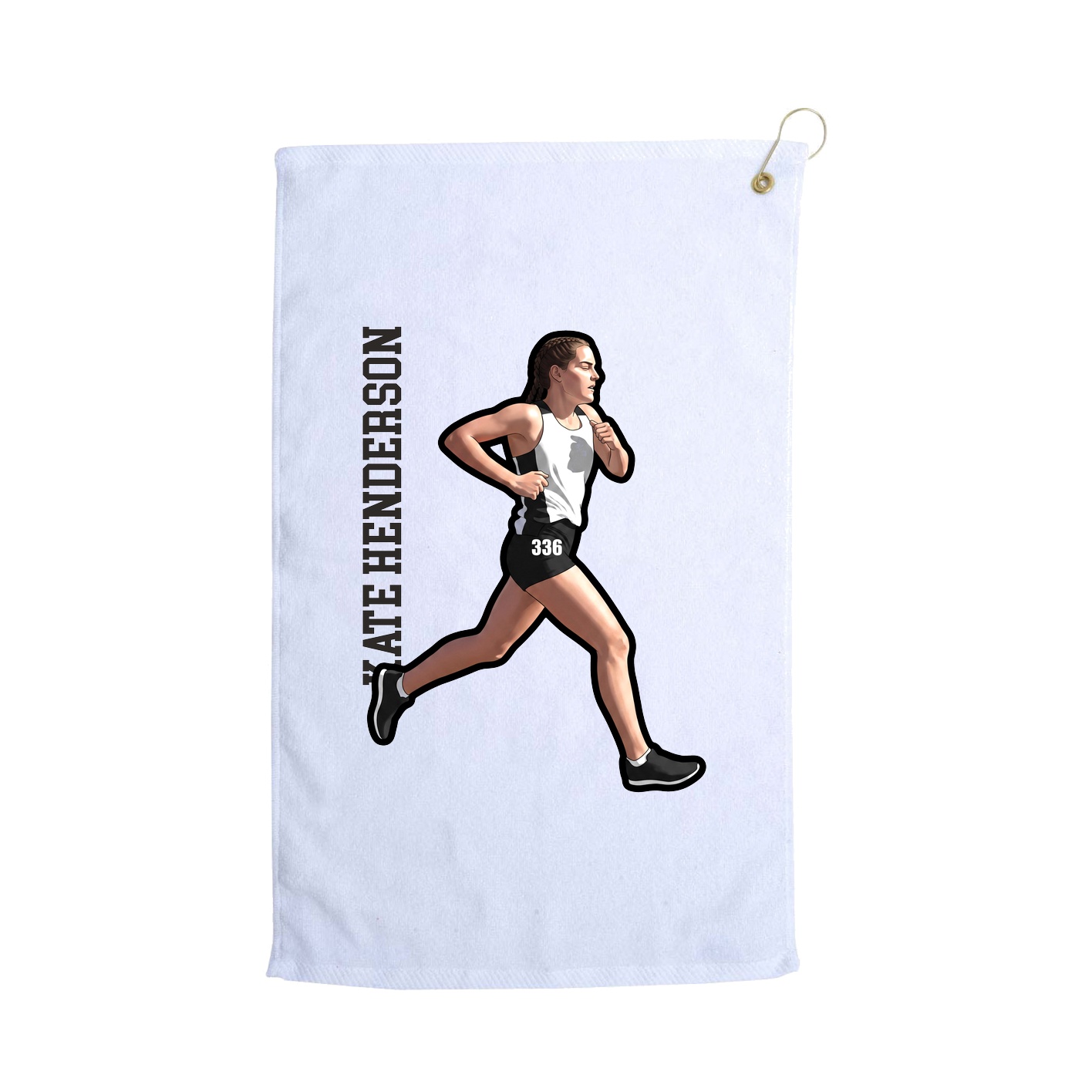 Golf Towel — Name Vertical in White
