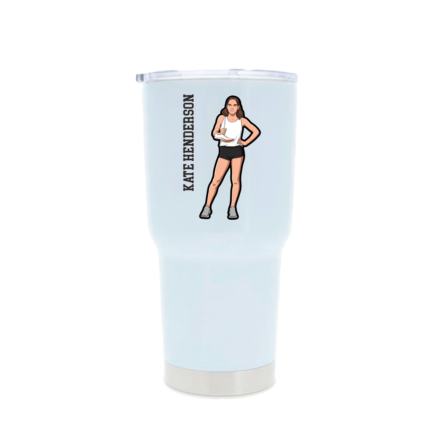 30oz Stainless Steel Tumbler — Name Vertical in White