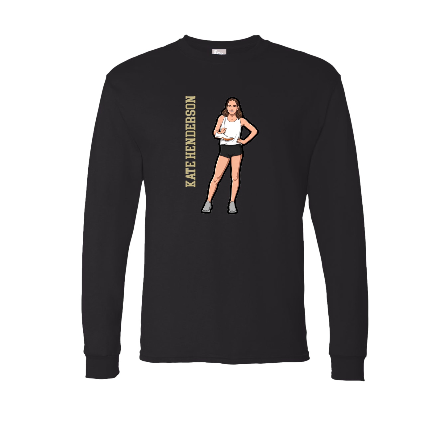 Long Sleeve Tee — Name Vertical in Black