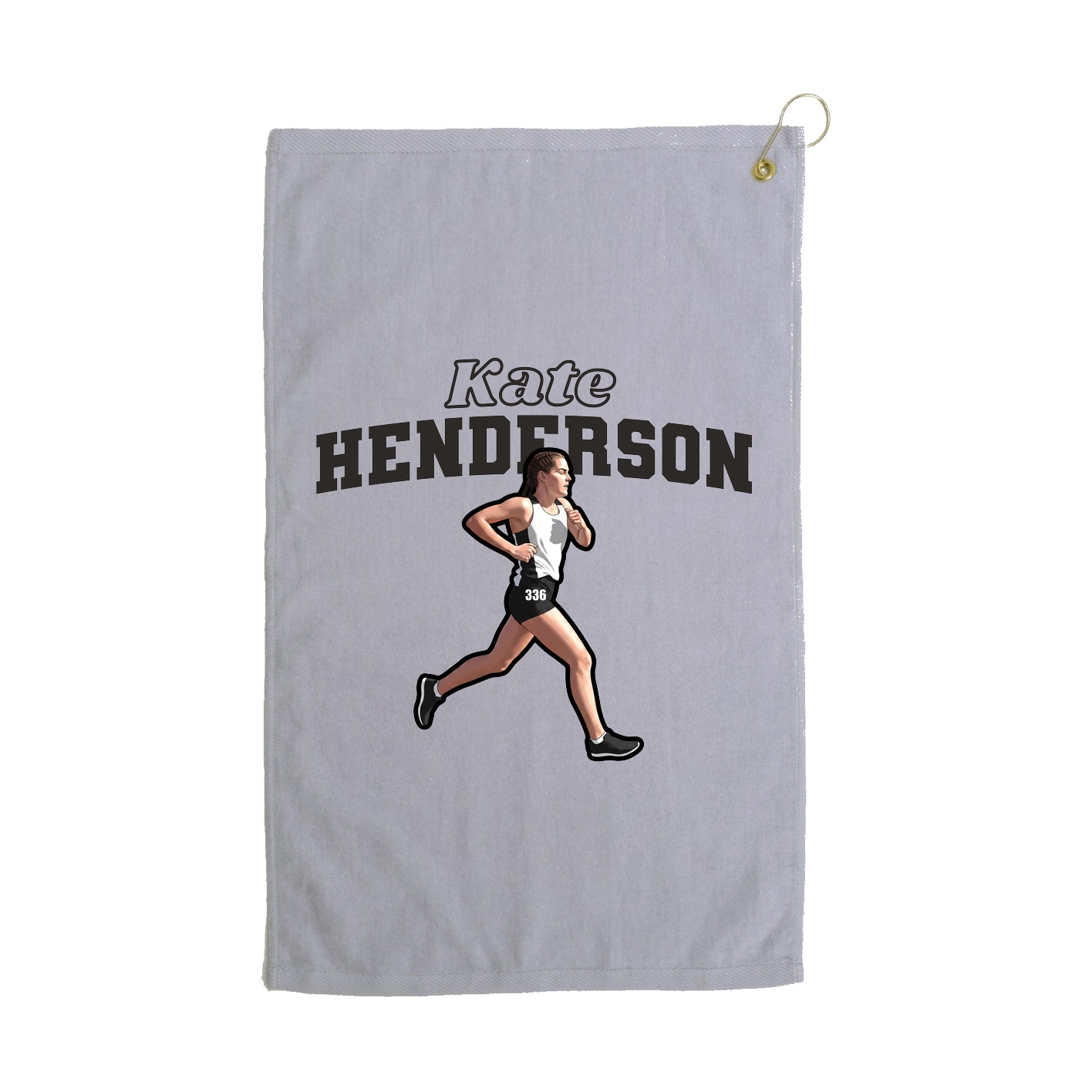 Golf Towel — Name Arch in Grey