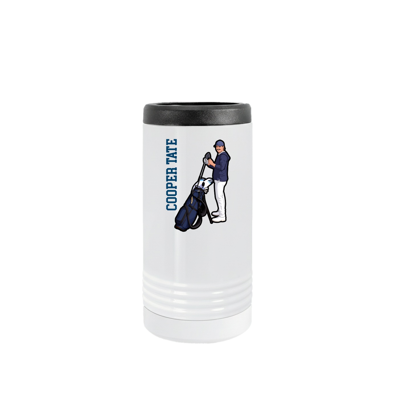 Slim Beverage Holder — Name Vertical in White