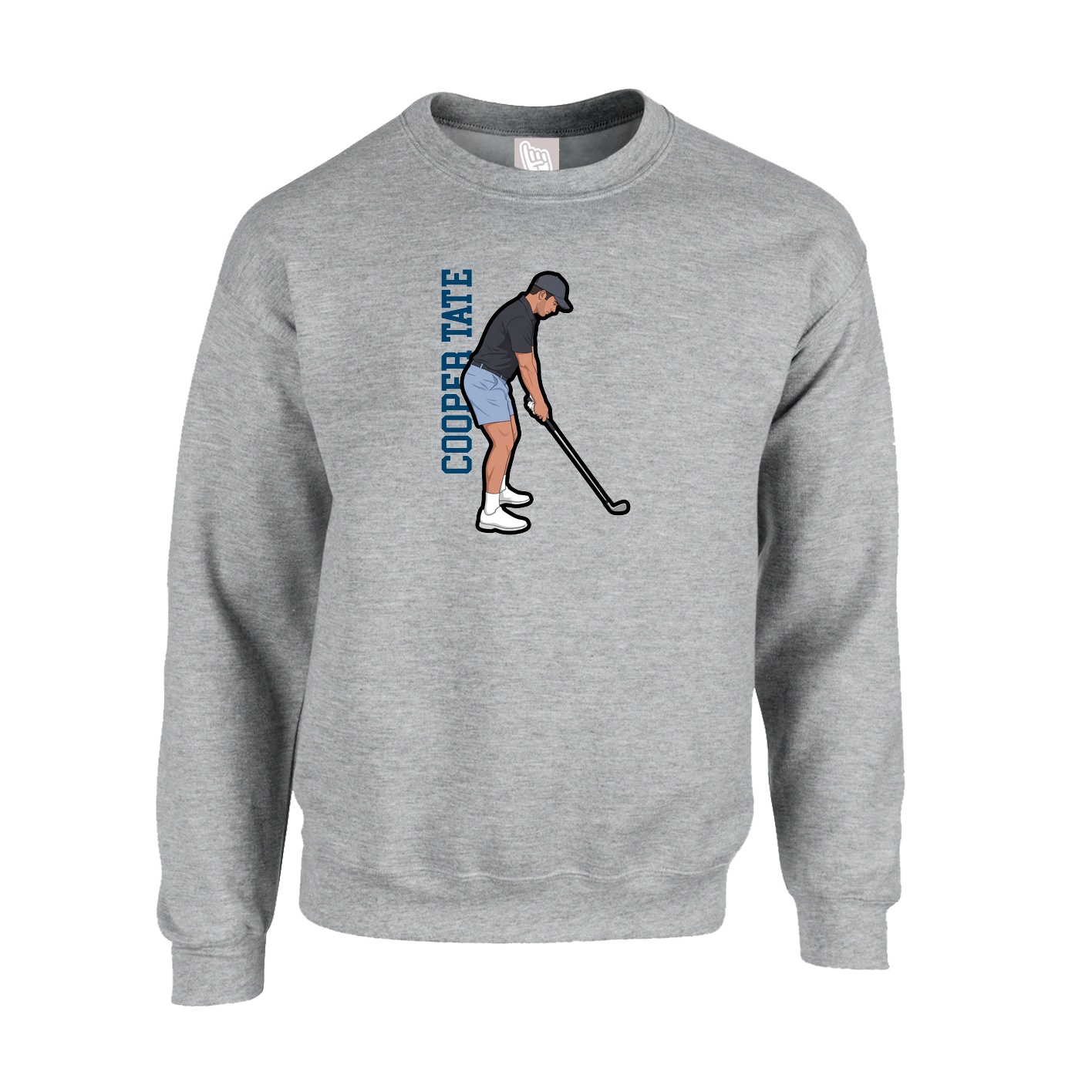 Fleece Crew — Name Vertical in Grey
