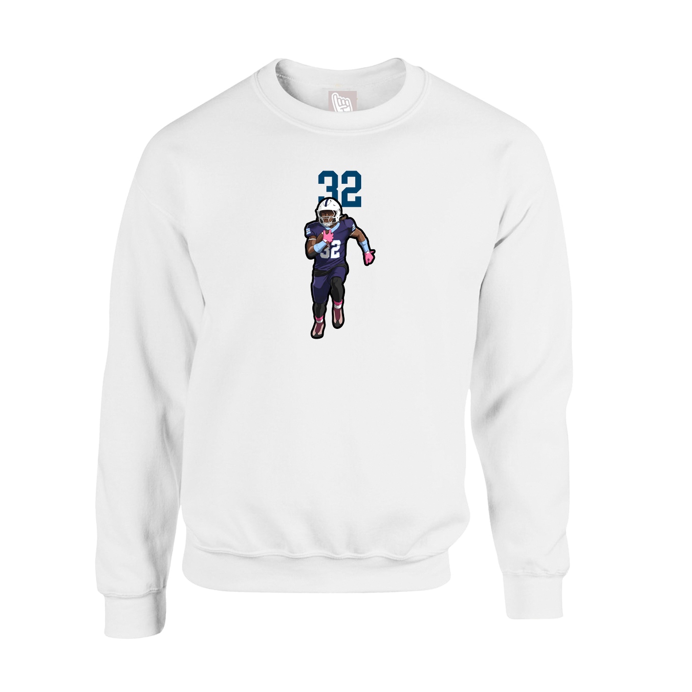 Fleece Crew — Number Top in White