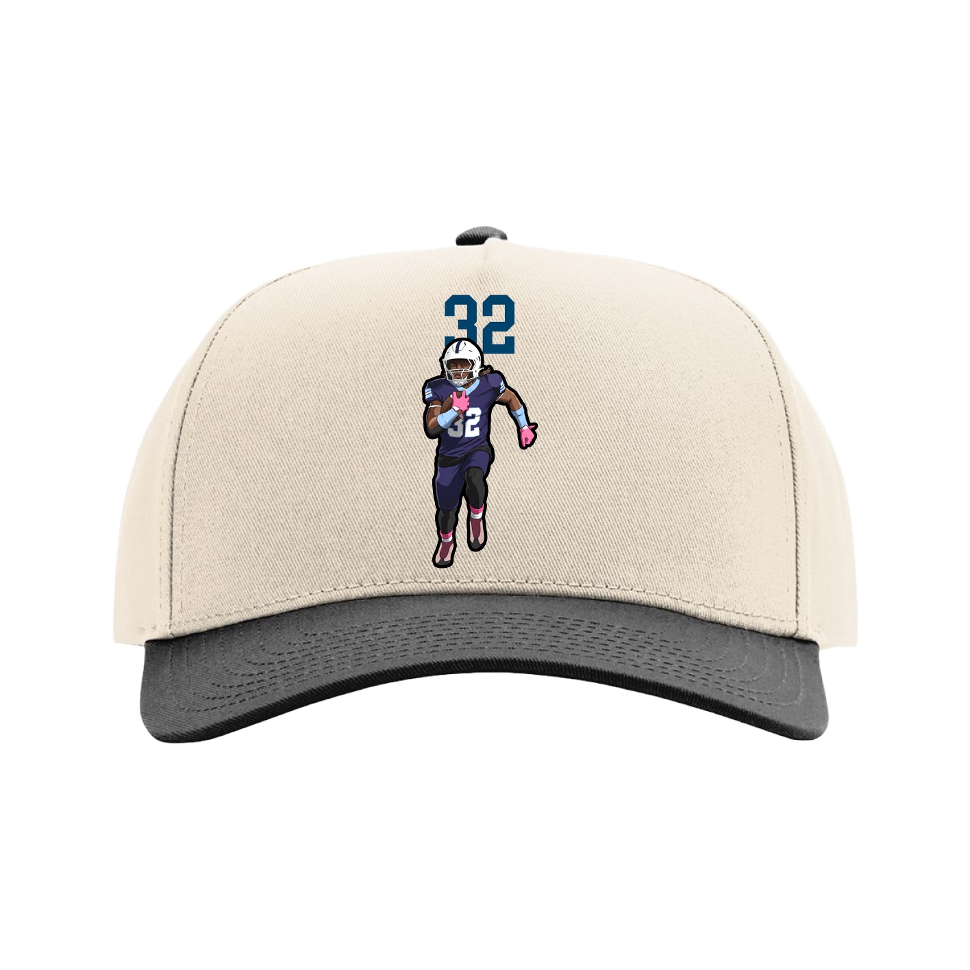 Full Fabric Five-Panel Champ Cap — Number Top in Cream/Black