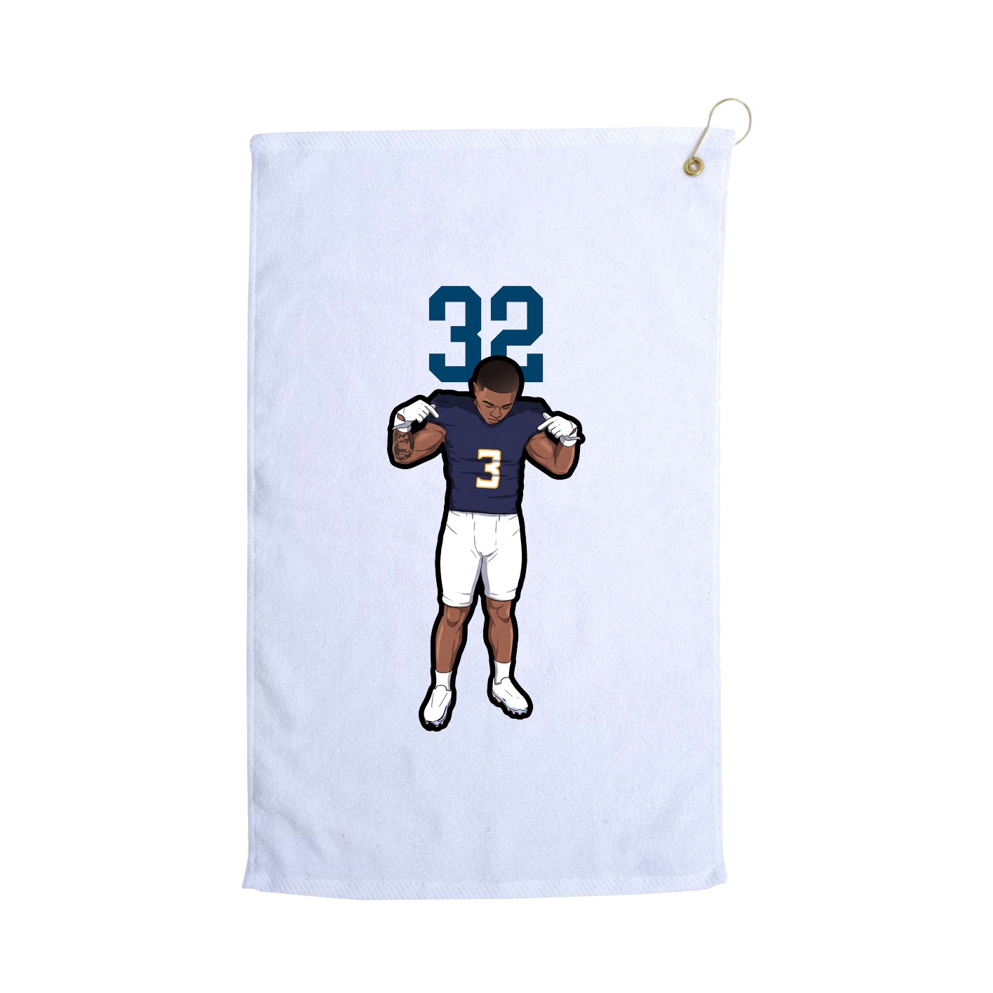 Golf Towel — Number Top in White