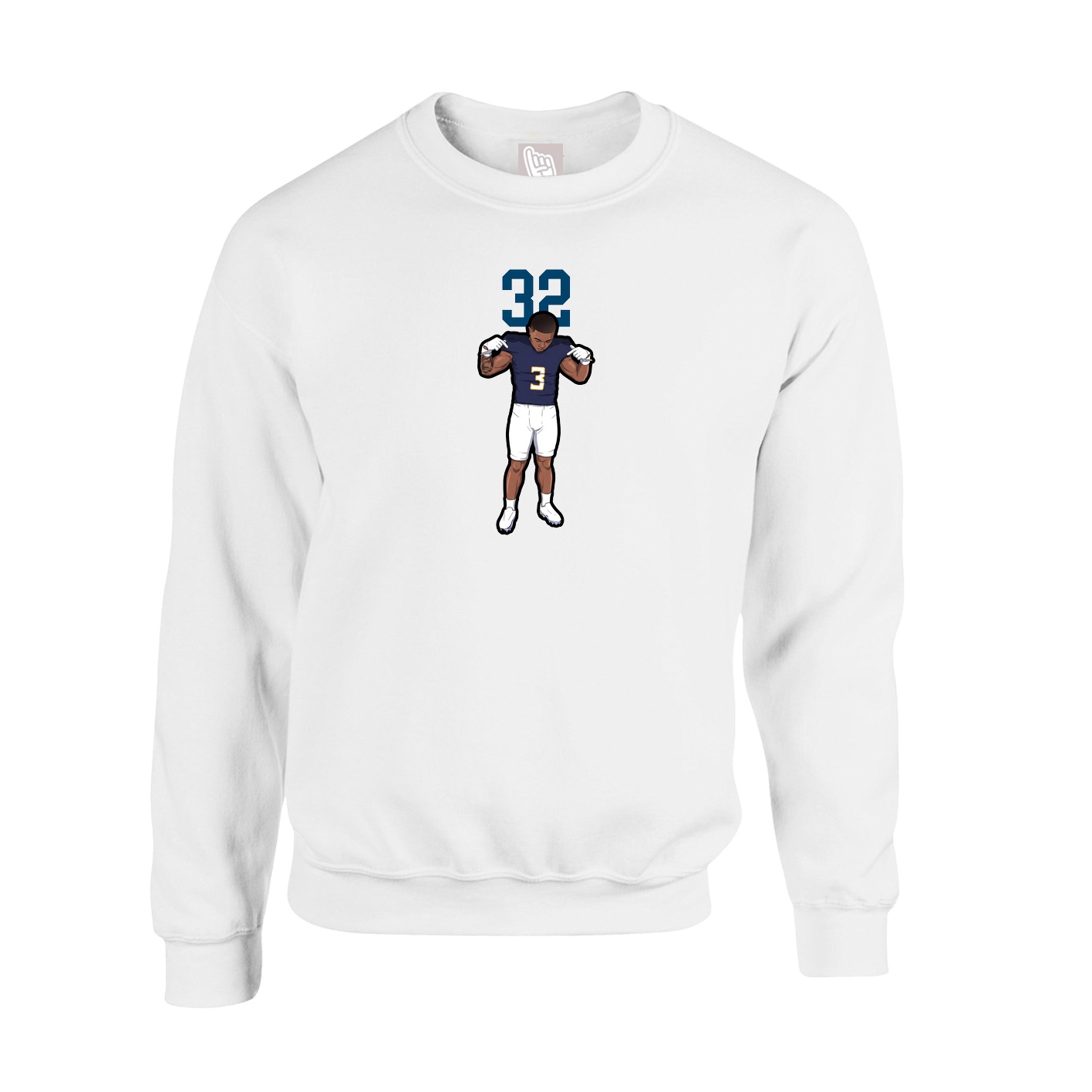Fleece Crew — Number Top in White