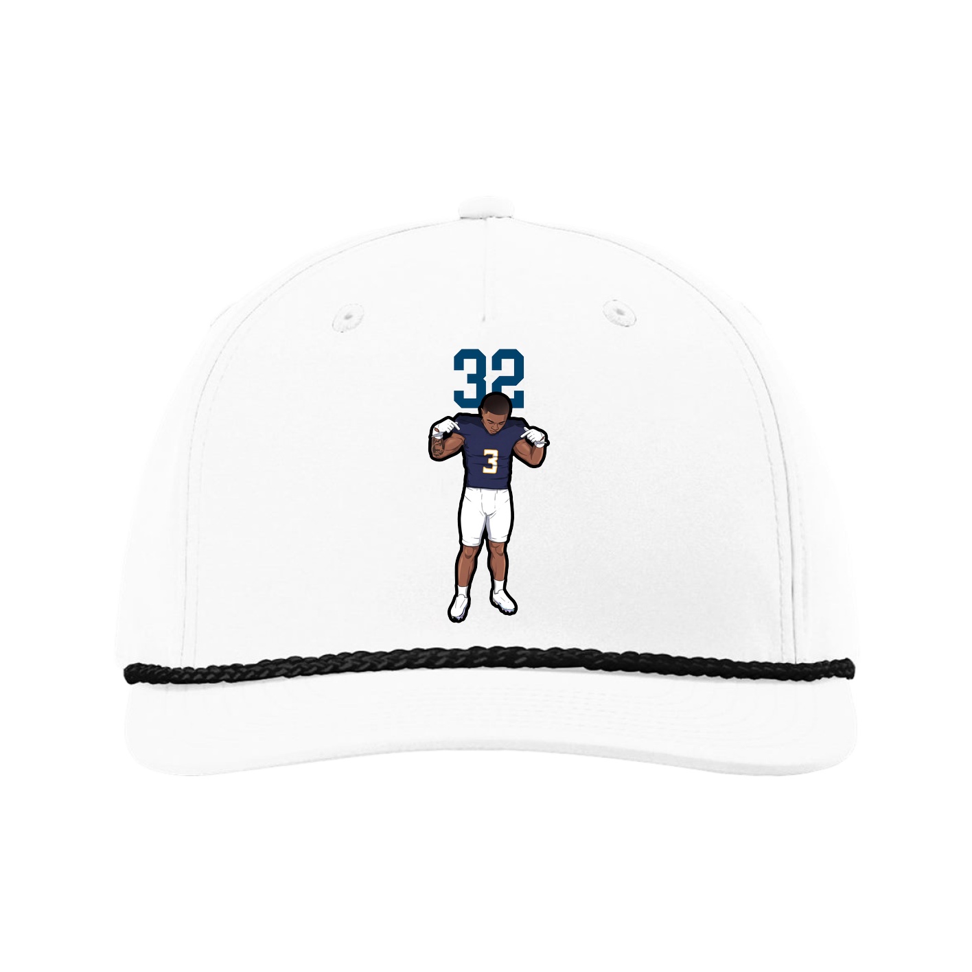 Five-Panel Classic Rope Cap — Number Top in White